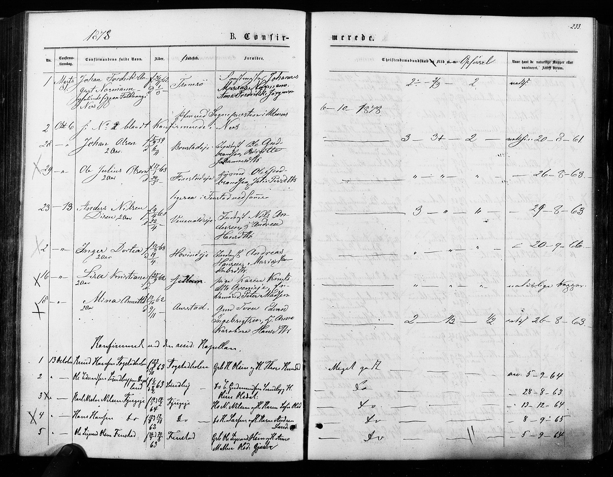 Nes prestekontor Kirkebøker, SAO/A-10410/F/Fa/L0009: Parish register (official) no. I 9, 1875-1882, p. 233