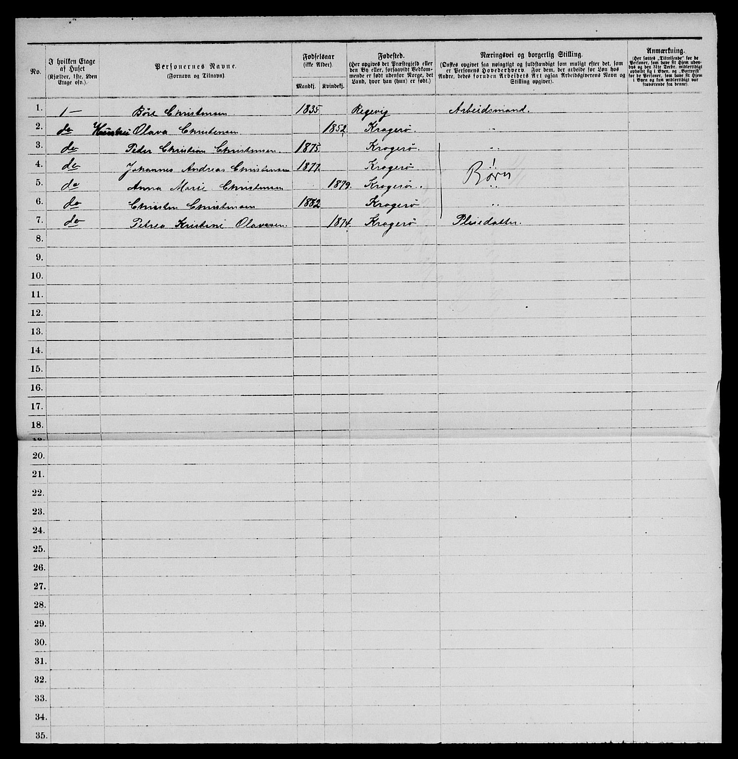 SAKO, 1885 census for 0801 Kragerø, 1885, p. 551