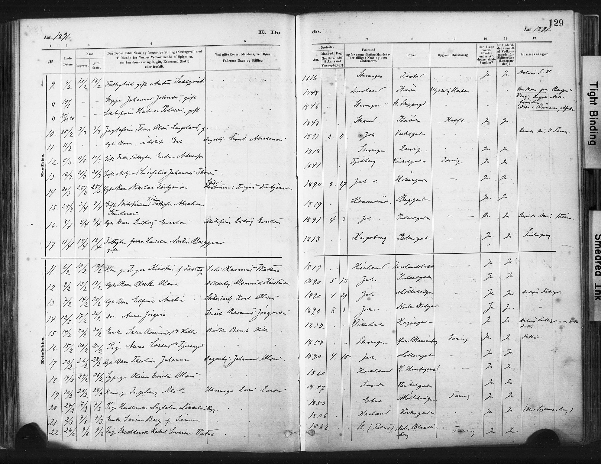 St. Johannes sokneprestkontor, AV/SAST-A-101814/001/30/30BA/L0003: Parish register (official) no. A 3, 1885-1910, p. 129