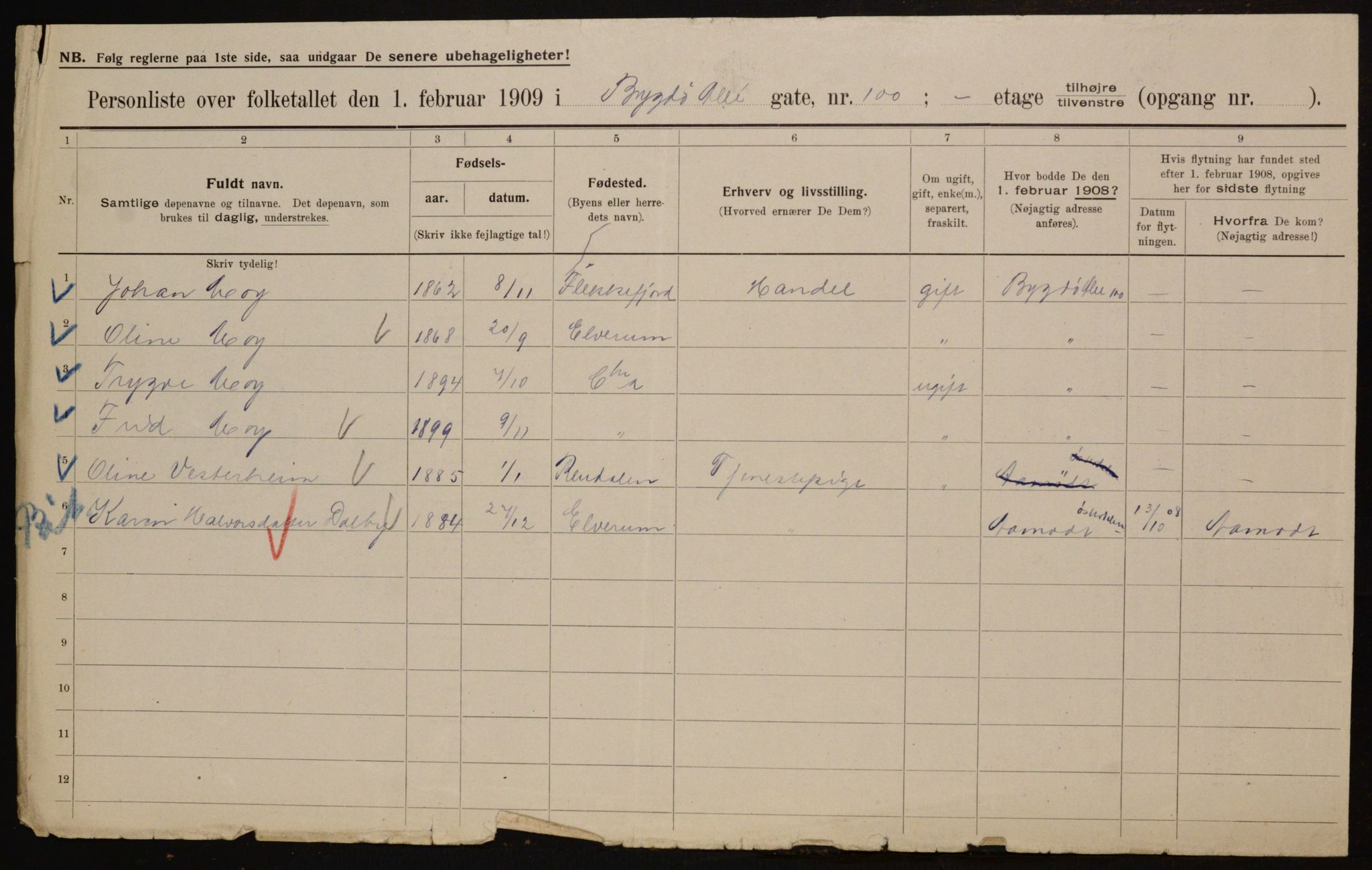 OBA, Municipal Census 1909 for Kristiania, 1909, p. 9993