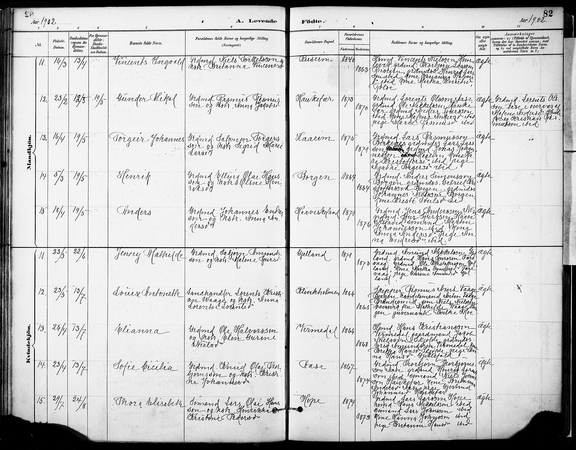 Tysnes sokneprestembete, AV/SAB-A-78601/H/Haa: Parish register (official) no. D 1, 1887-1904, p. 82