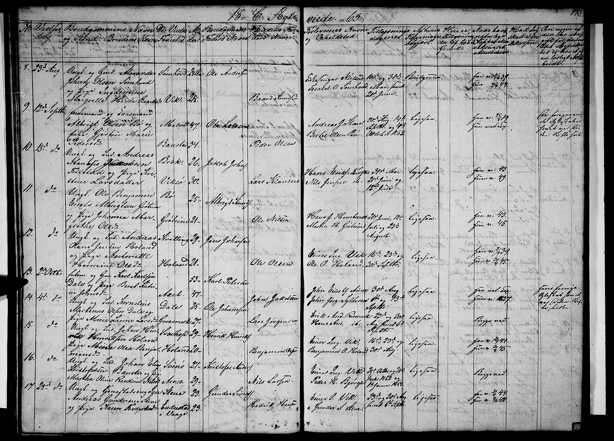 Ministerialprotokoller, klokkerbøker og fødselsregistre - Nordland, AV/SAT-A-1459/812/L0187: Parish register (copy) no. 812C05, 1850-1883, p. 173