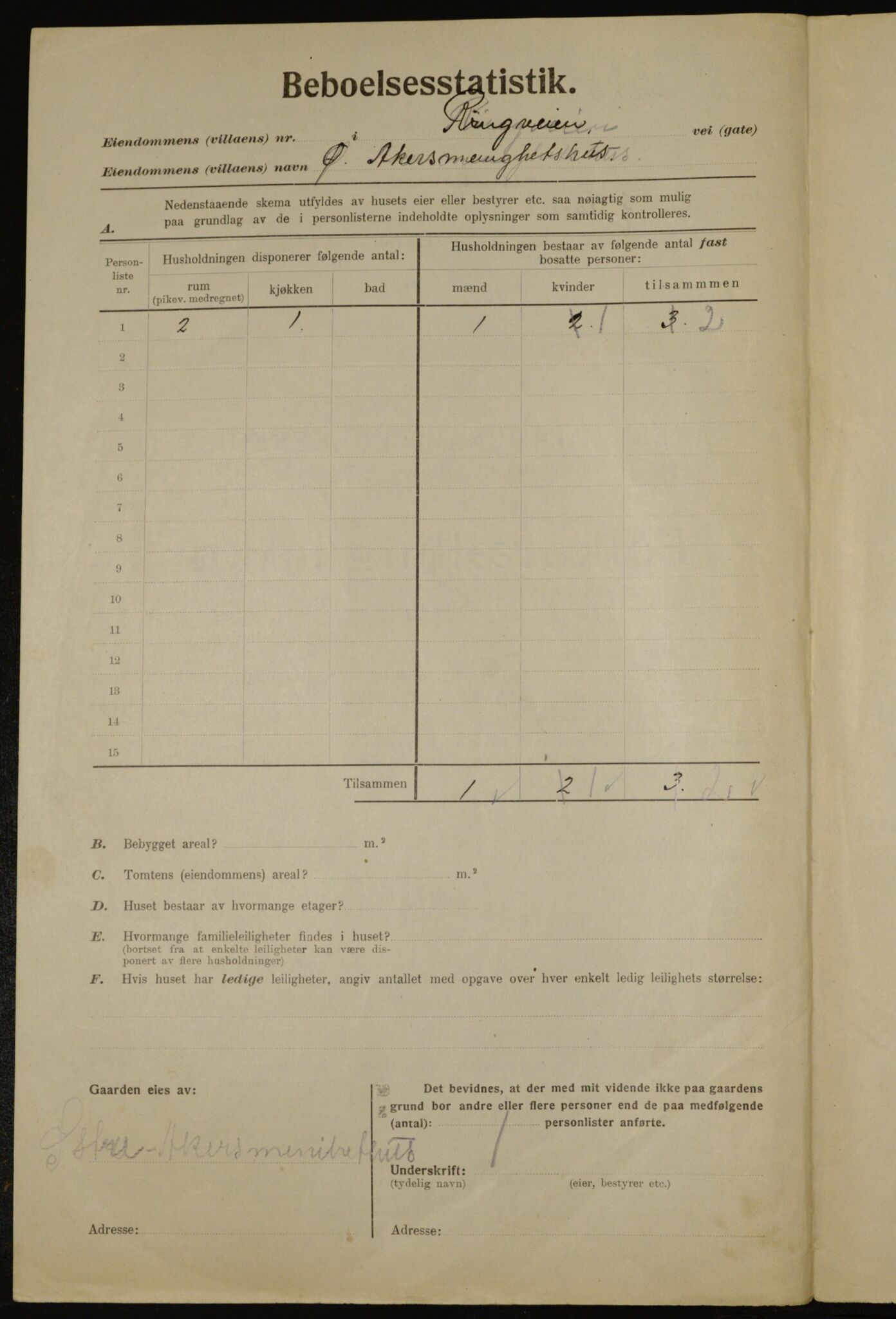 , Municipal Census 1923 for Aker, 1923, p. 36657