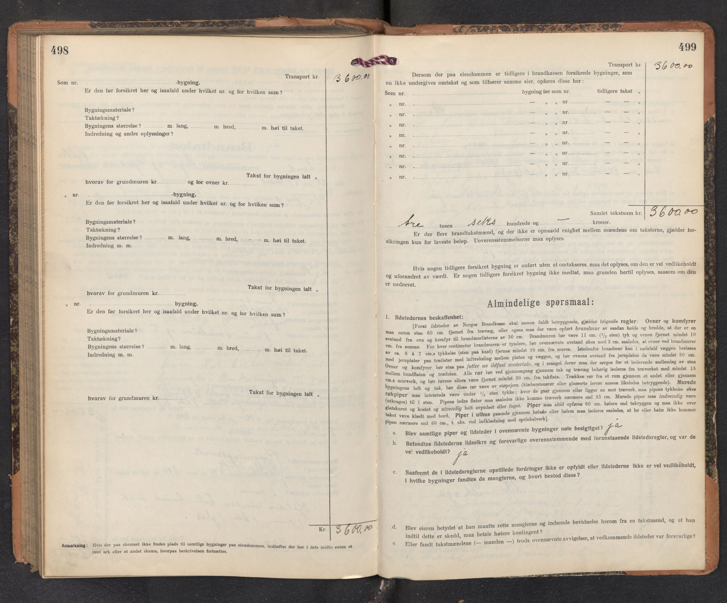 Lensmannen i Aurland, AV/SAB-A-26401/0012/L0006: Branntakstprotokoll, skjematakst, 1916-1922, p. 498-499