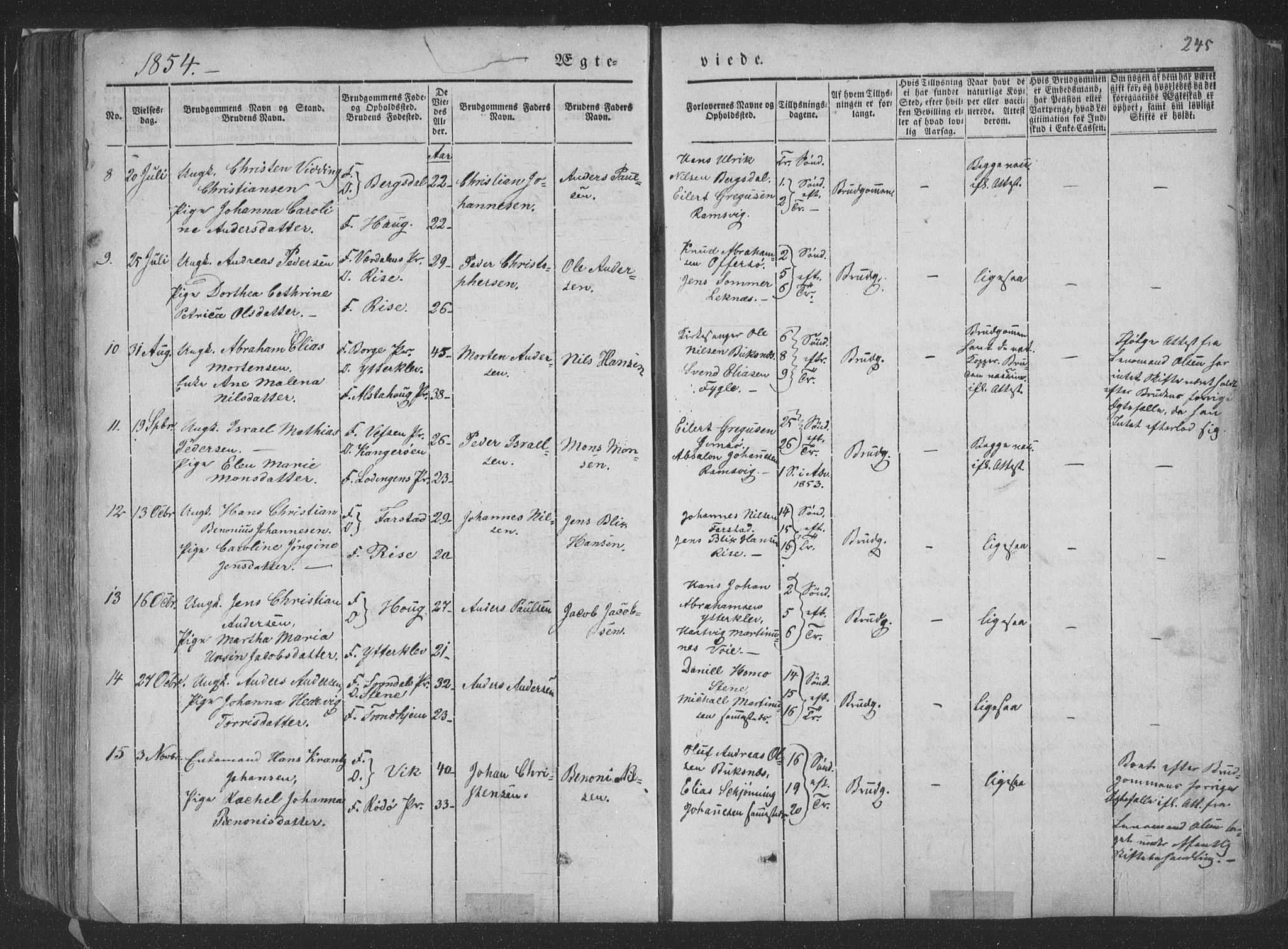 Ministerialprotokoller, klokkerbøker og fødselsregistre - Nordland, SAT/A-1459/881/L1165: Parish register (copy) no. 881C02, 1854-1876, p. 245
