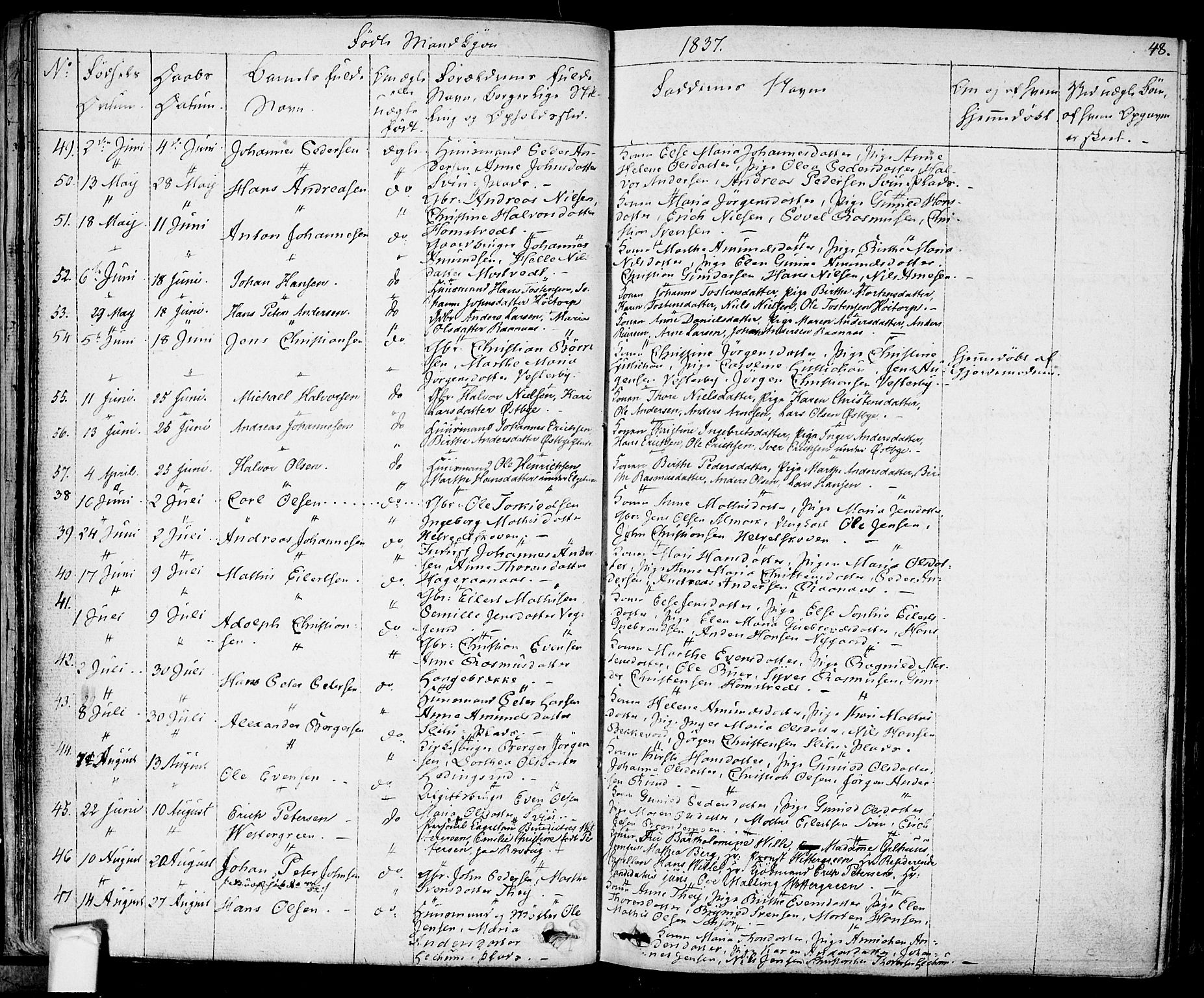 Eidsberg prestekontor Kirkebøker, AV/SAO-A-10905/F/Fa/L0008: Parish register (official) no. I 8, 1832-1848, p. 48
