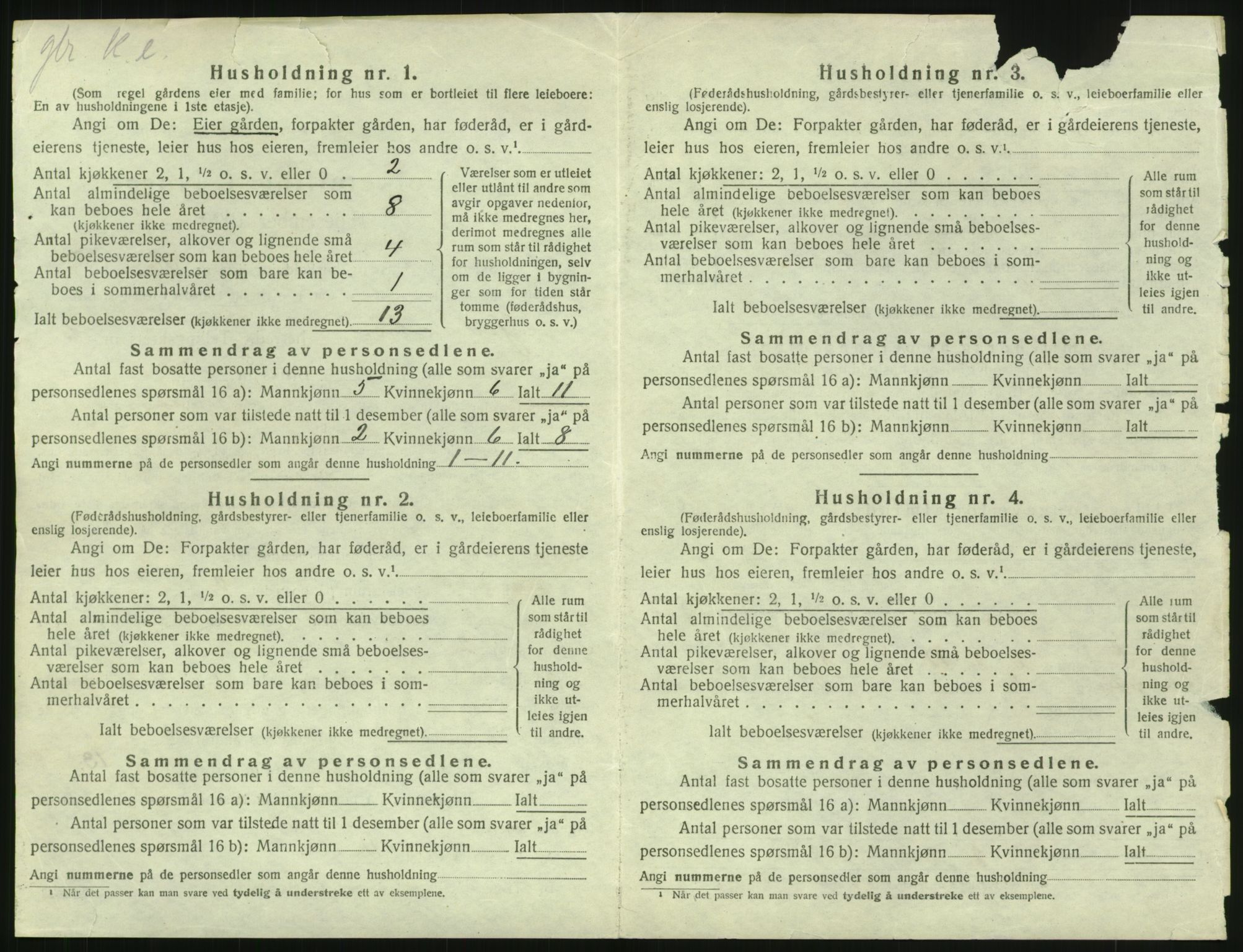 SAH, 1920 census for Jevnaker, 1920, p. 1234