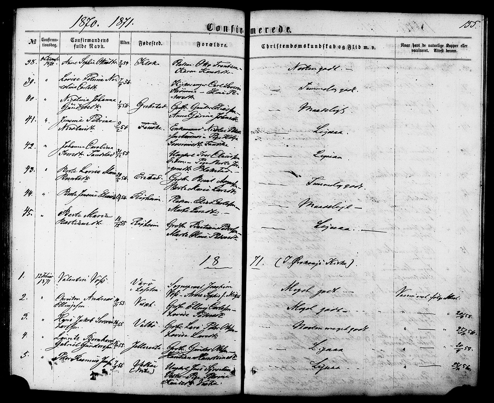 Ministerialprotokoller, klokkerbøker og fødselsregistre - Møre og Romsdal, SAT/A-1454/522/L0314: Parish register (official) no. 522A09, 1863-1877, p. 155