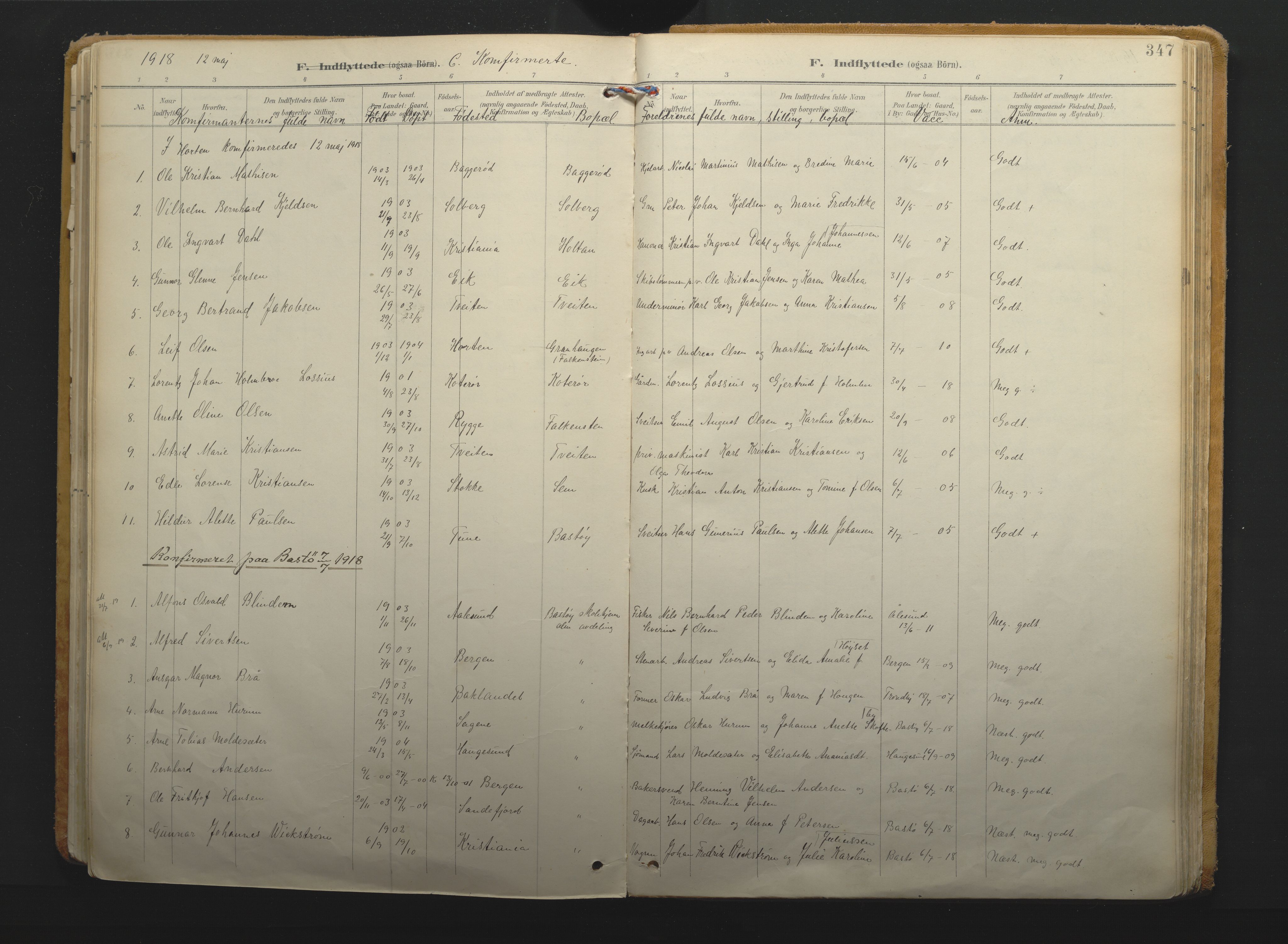 Borre kirkebøker, AV/SAKO-A-338/F/Fa/L0011: Parish register (official) no. I 11, 1897-1921, p. 347