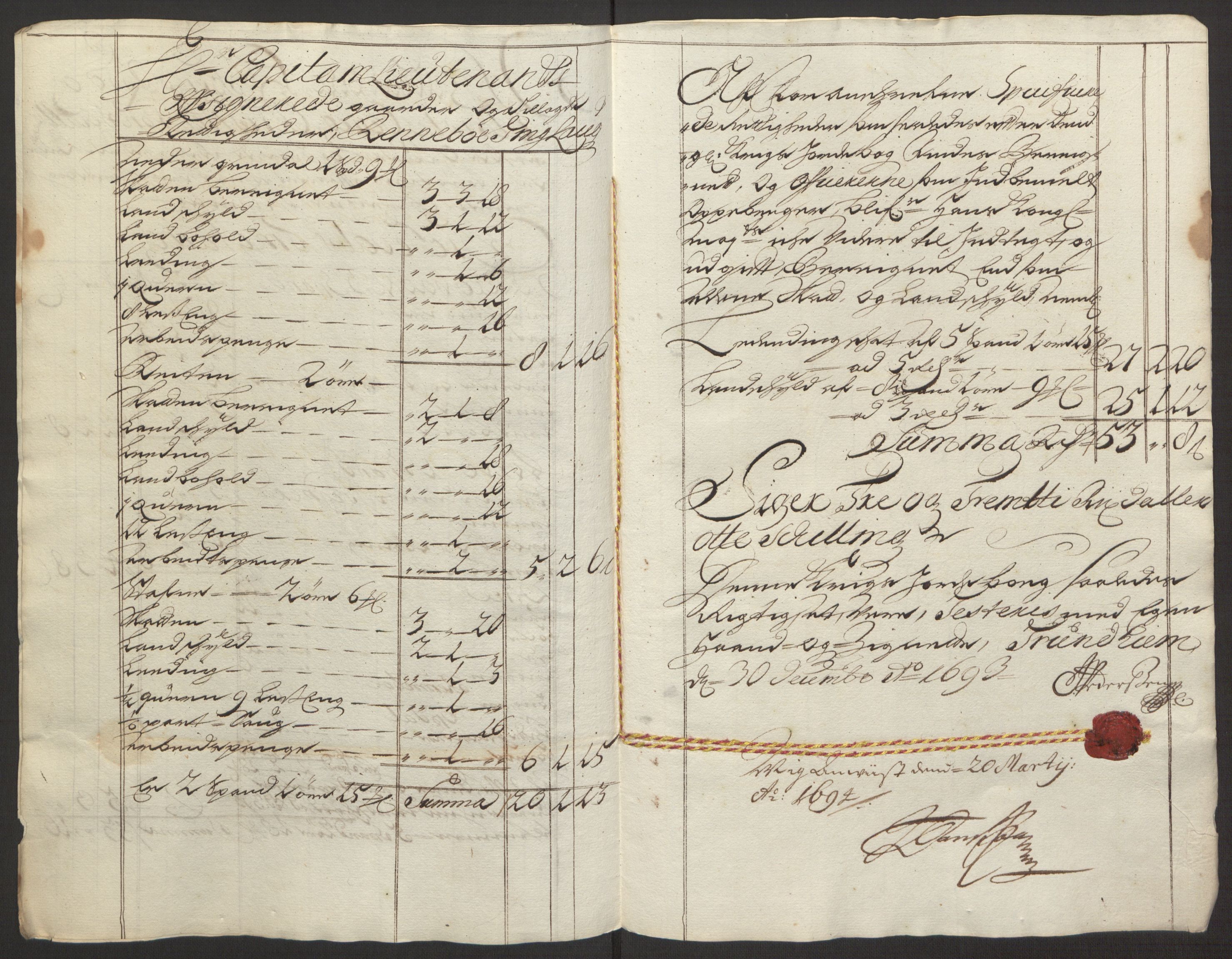 Rentekammeret inntil 1814, Reviderte regnskaper, Fogderegnskap, RA/EA-4092/R58/L3938: Fogderegnskap Orkdal, 1693, p. 208
