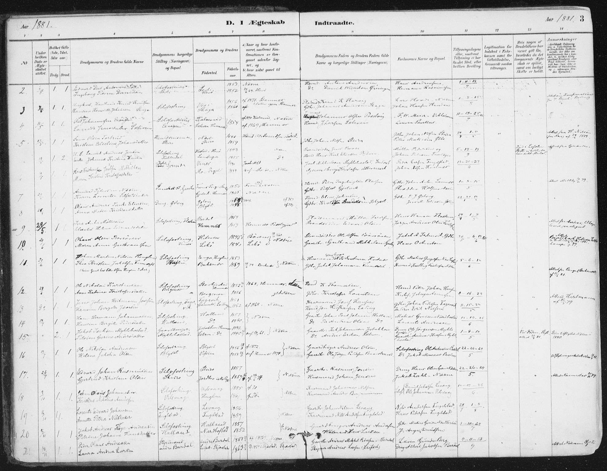 Ministerialprotokoller, klokkerbøker og fødselsregistre - Nordland, AV/SAT-A-1459/838/L0553: Parish register (official) no. 838A11, 1880-1910, p. 3