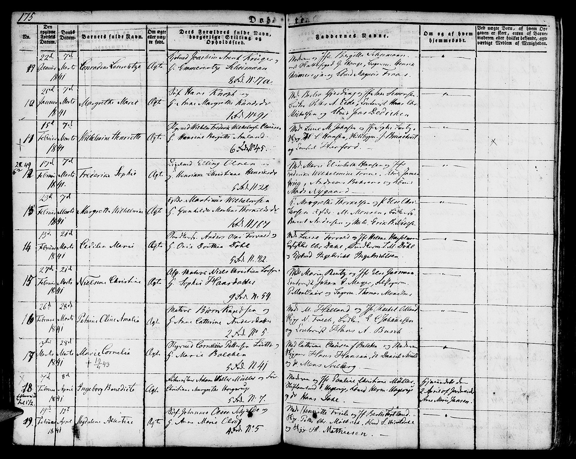 Nykirken Sokneprestembete, SAB/A-77101/H/Hab: Parish register (copy) no. A 5I, 1821-1841, p. 175