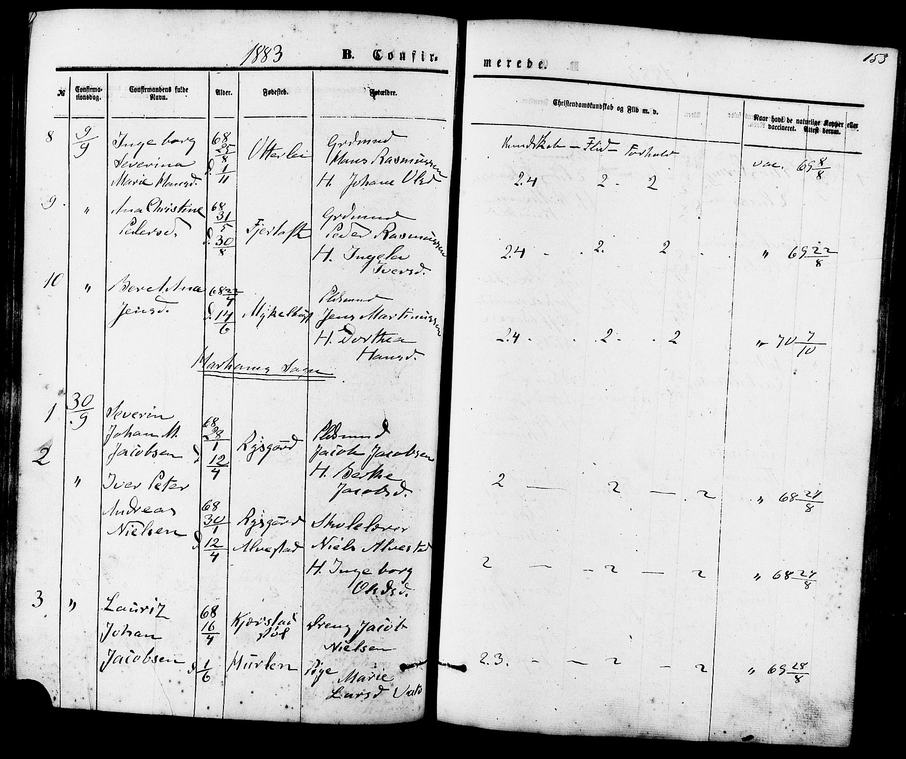 Ministerialprotokoller, klokkerbøker og fødselsregistre - Møre og Romsdal, AV/SAT-A-1454/536/L0500: Parish register (official) no. 536A09, 1876-1889, p. 153