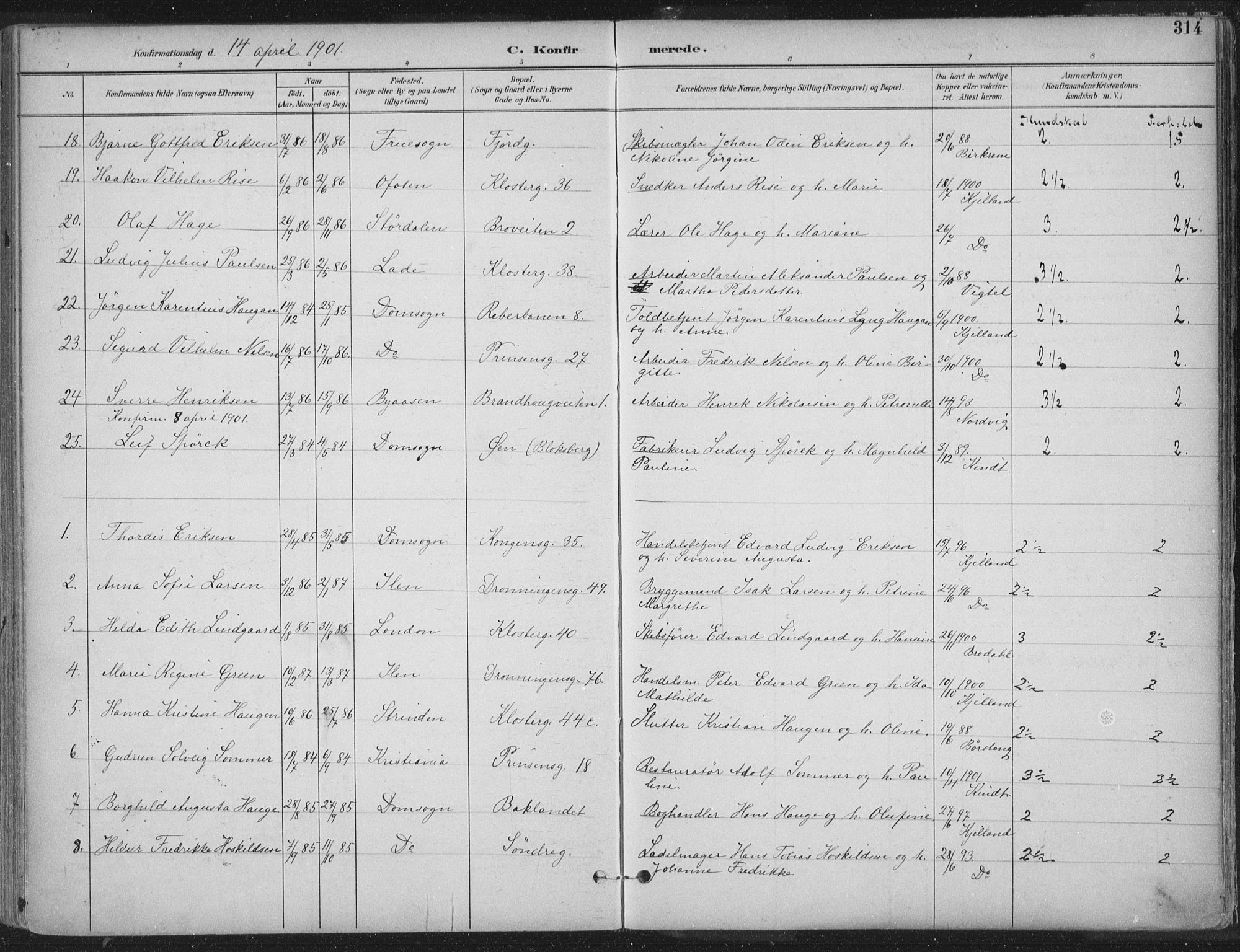 Ministerialprotokoller, klokkerbøker og fødselsregistre - Sør-Trøndelag, SAT/A-1456/601/L0062: Parish register (official) no. 601A30, 1891-1911, p. 314