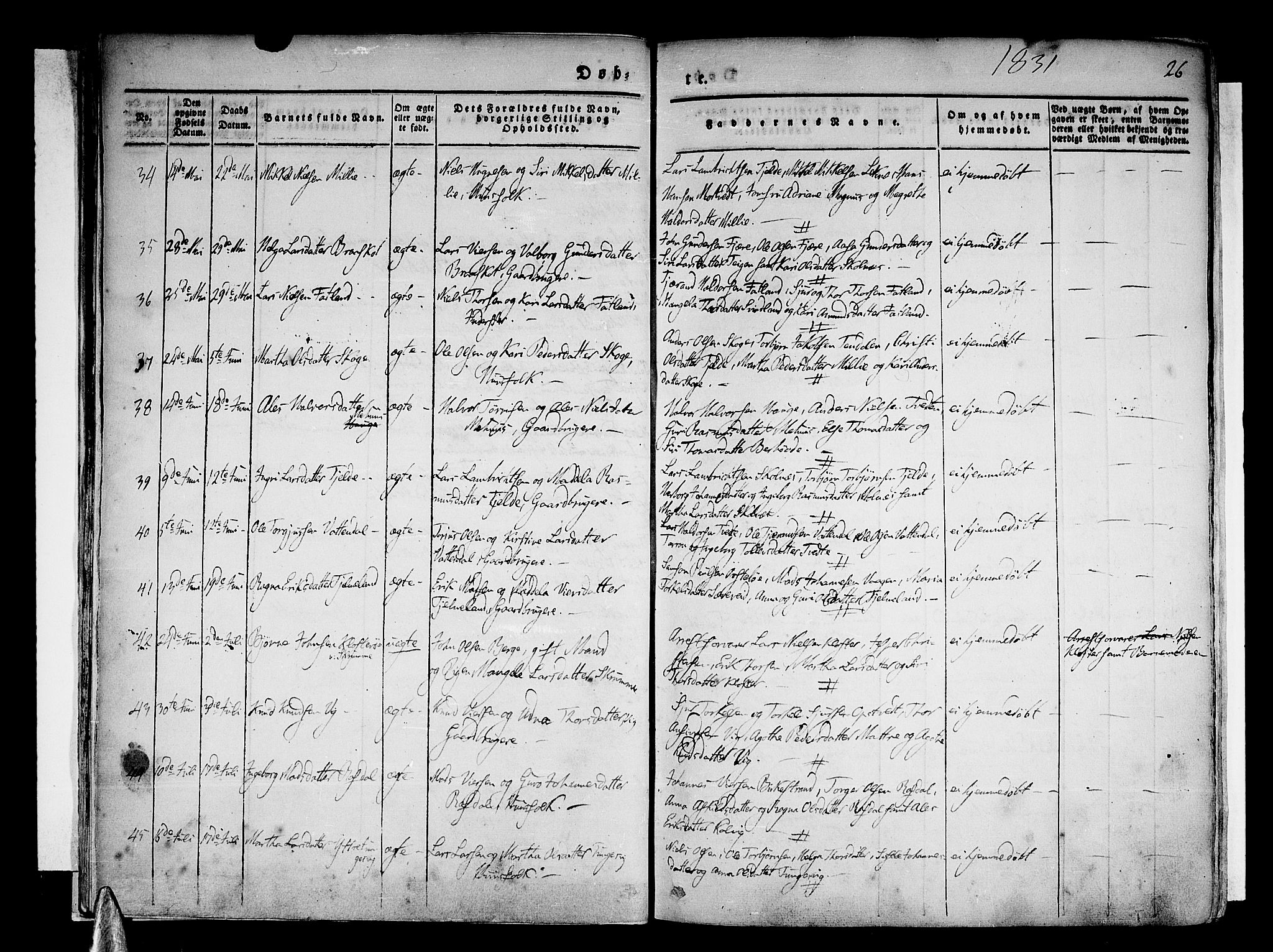 Skånevik sokneprestembete, AV/SAB-A-77801/H/Haa: Parish register (official) no. A 4, 1828-1848, p. 26