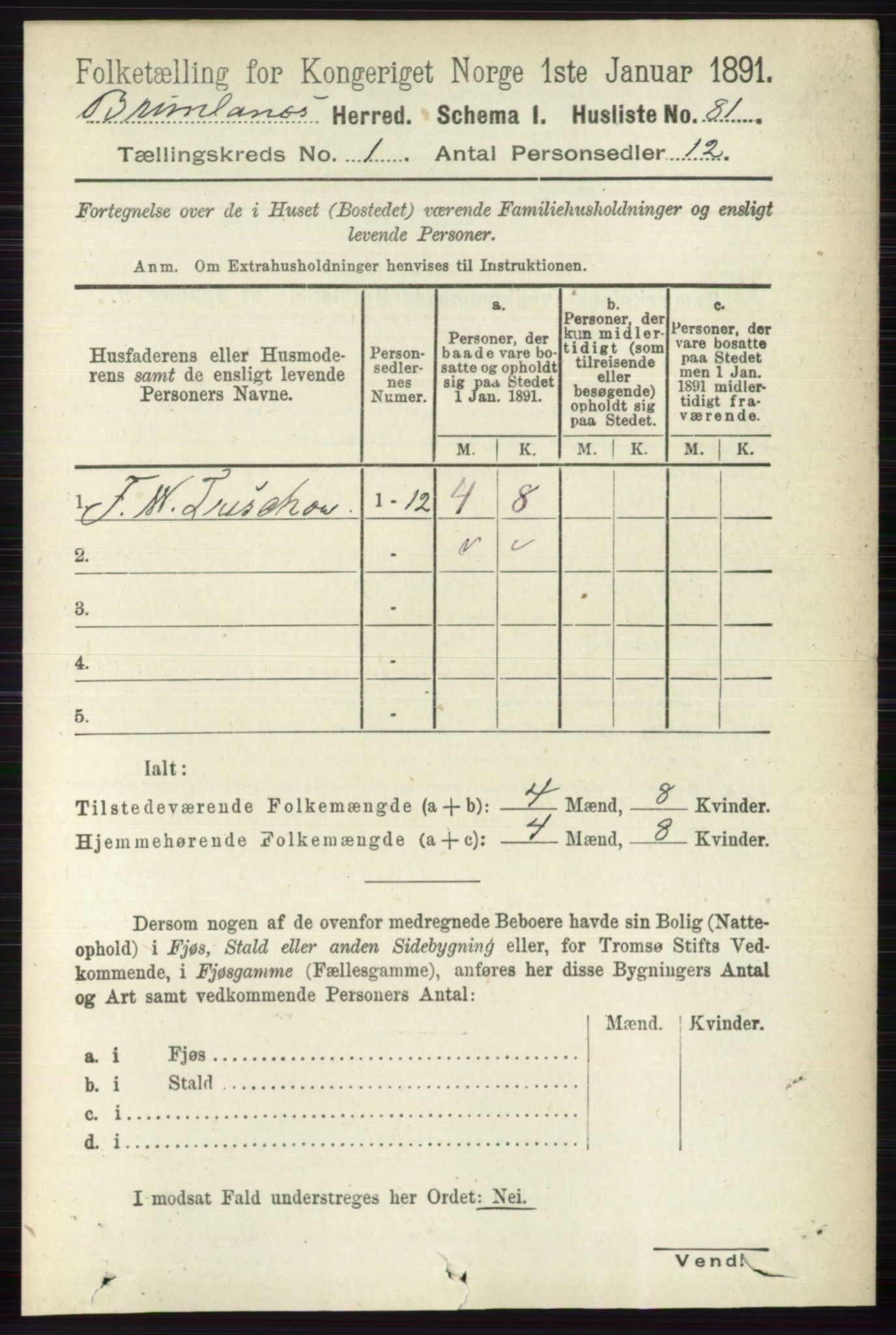 RA, 1891 census for 0726 Brunlanes, 1891, p. 119