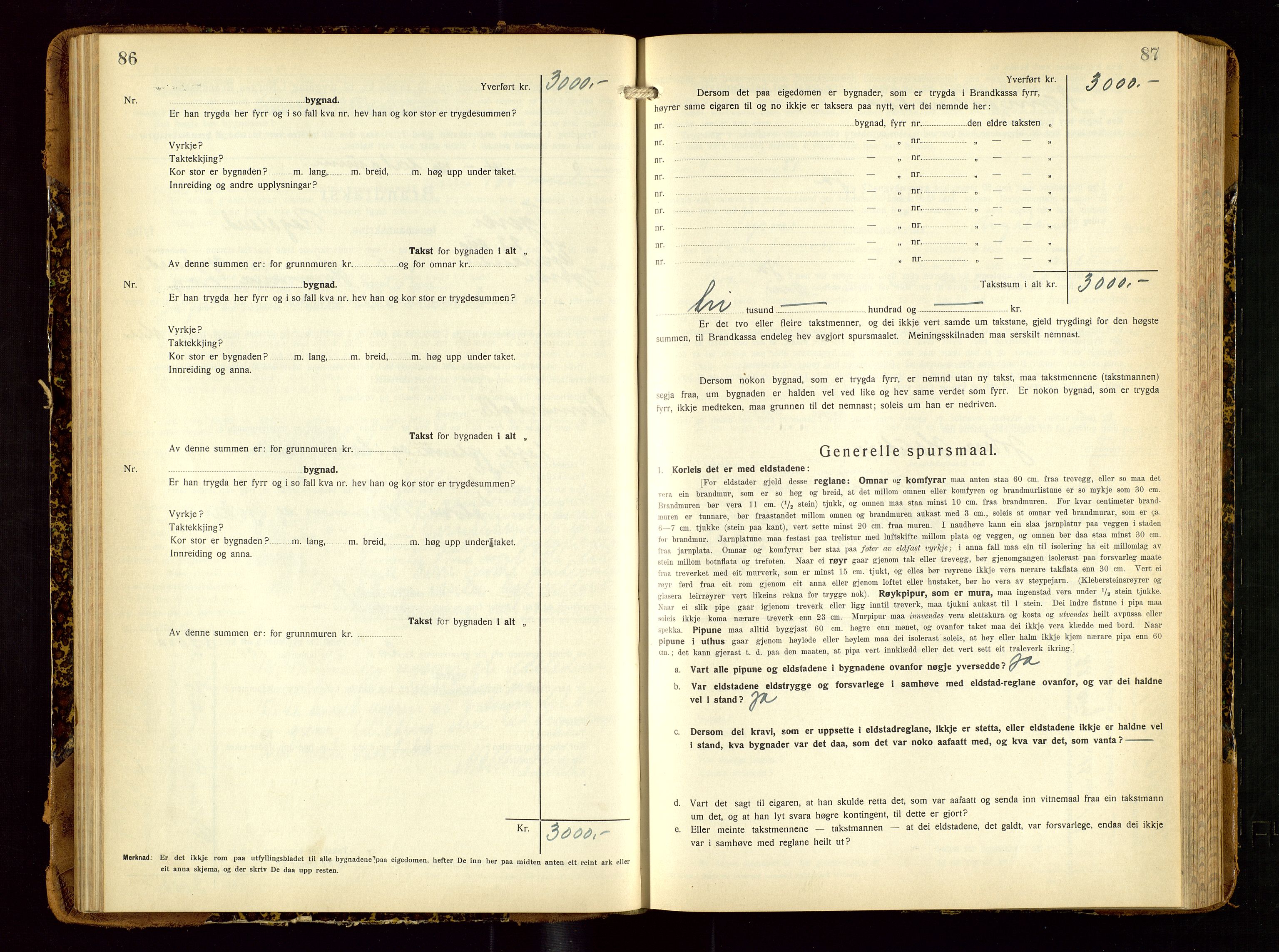 Tysvær lensmannskontor, AV/SAST-A-100192/Gob/L0003: "Brandtakstbok for Tysvær lensmannskrins", 1932-1955, p. 86-87