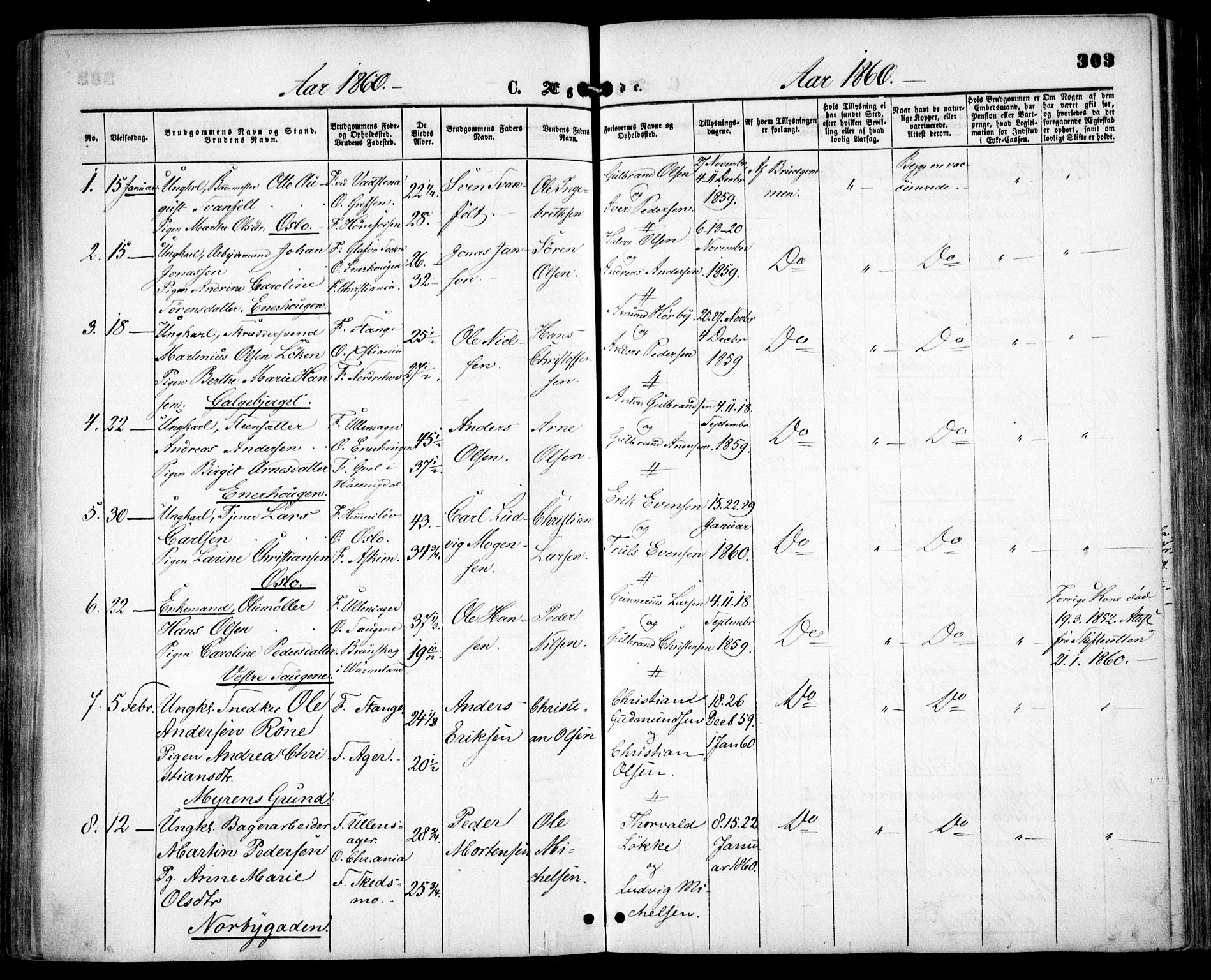 Grønland prestekontor Kirkebøker, SAO/A-10848/F/Fa/L0001: Parish register (official) no. 1, 1859-1861, p. 303