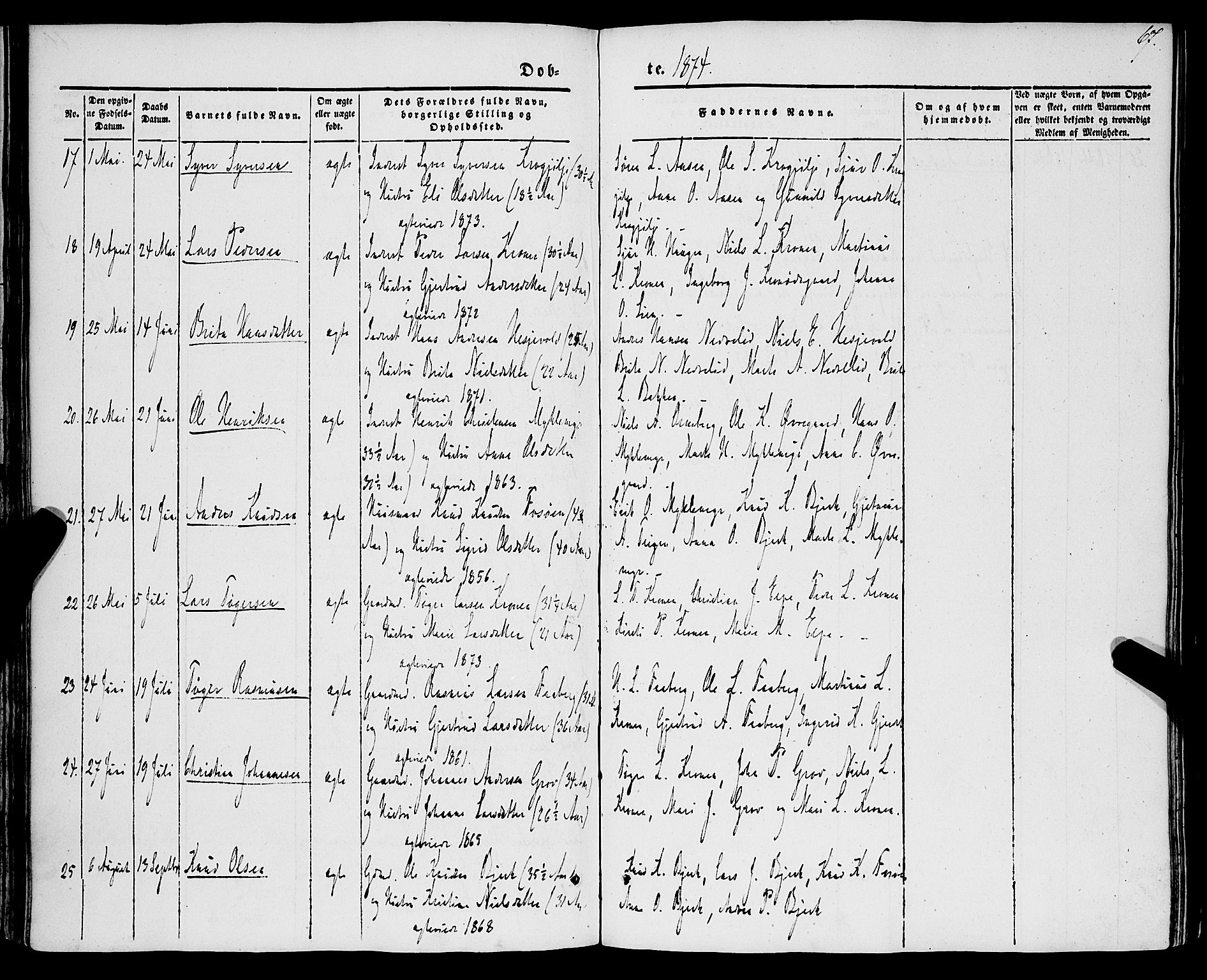 Jostedal sokneprestembete, AV/SAB-A-80601/H/Haa/Haaa/L0005: Parish register (official) no. A 5, 1849-1877, p. 67