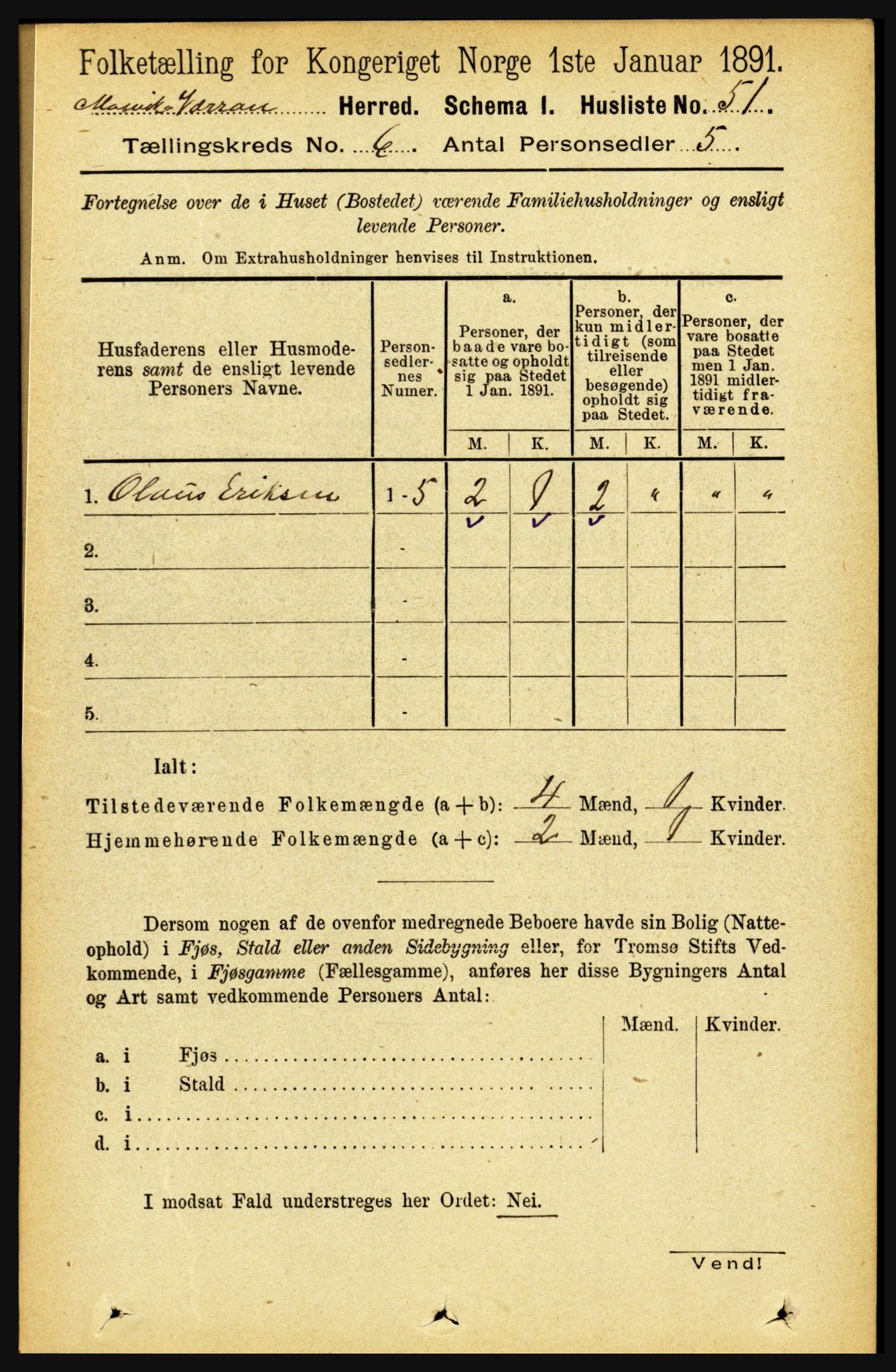 RA, 1891 census for 1723 Mosvik og Verran, 1891, p. 2438