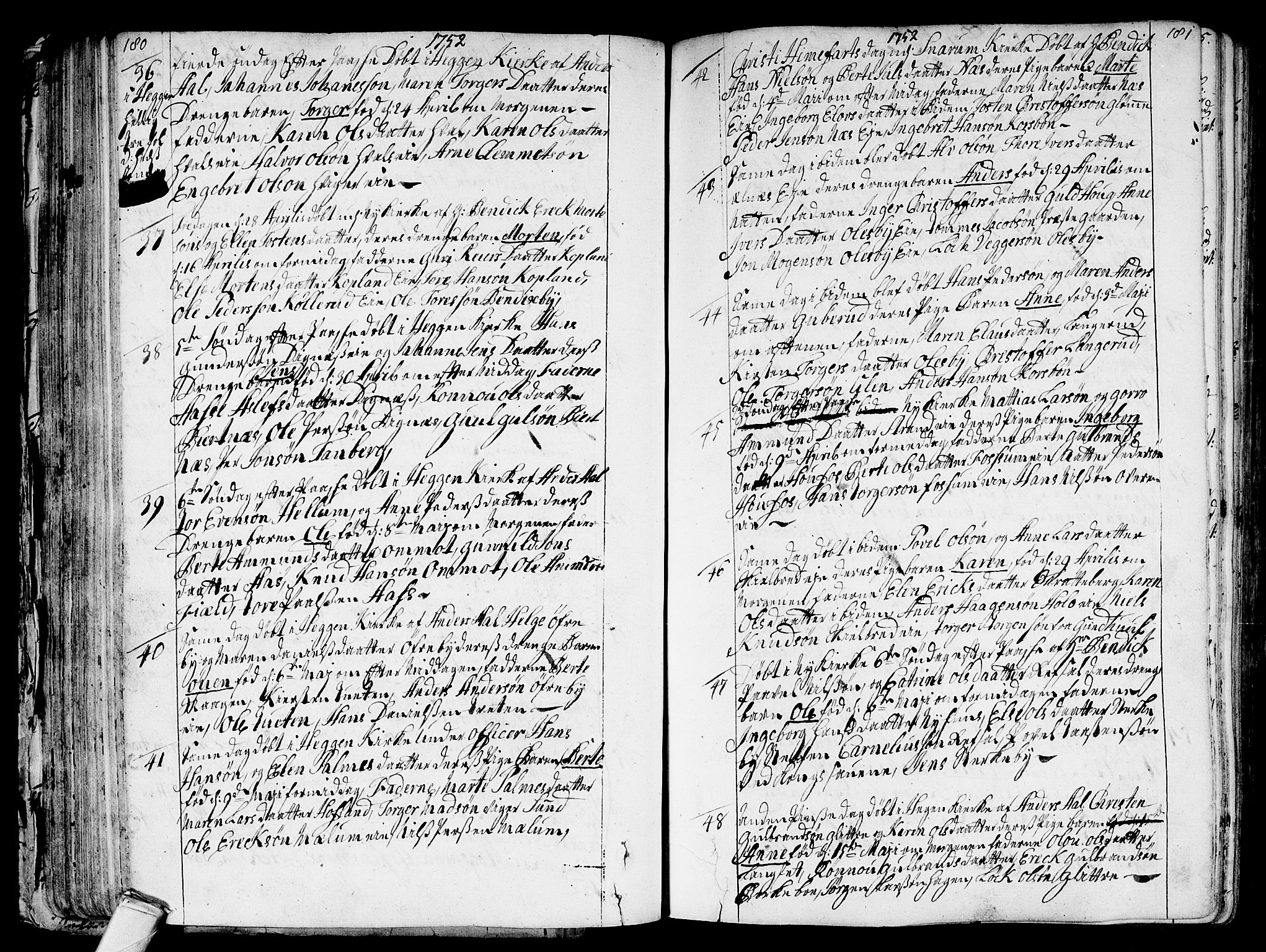 Modum kirkebøker, SAKO/A-234/F/Fa/L0002: Parish register (official) no. 2, 1741-1782, p. 180-181