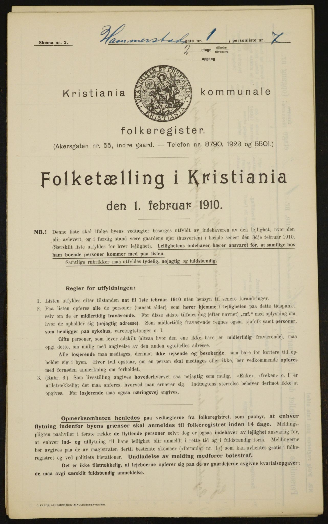 OBA, Municipal Census 1910 for Kristiania, 1910, p. 32373