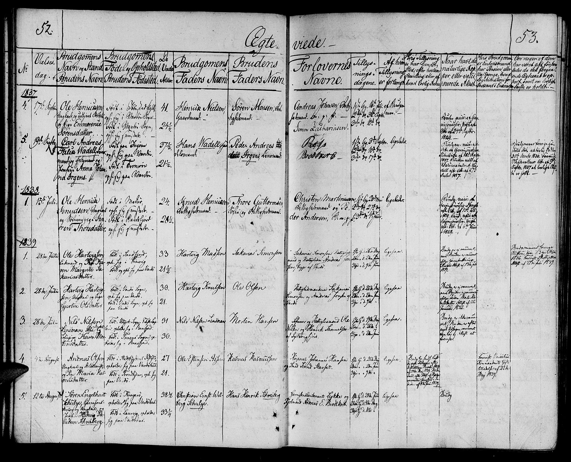 Vardø sokneprestkontor, SATØ/S-1332/H/Ha/L0002kirke: Parish register (official) no. 2, 1805-1842, p. 52-53