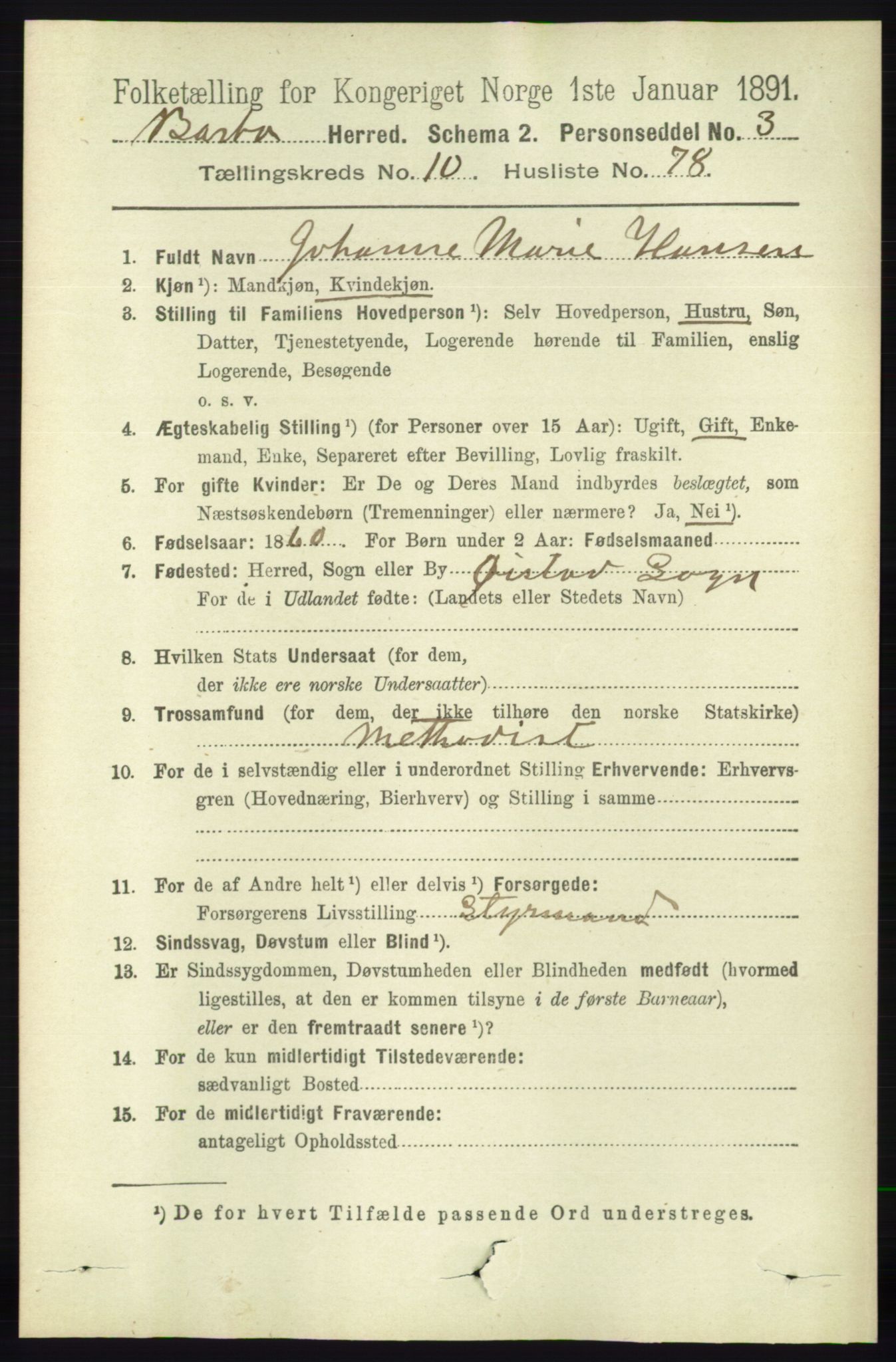 RA, 1891 census for 0990 Barbu, 1891, p. 8268