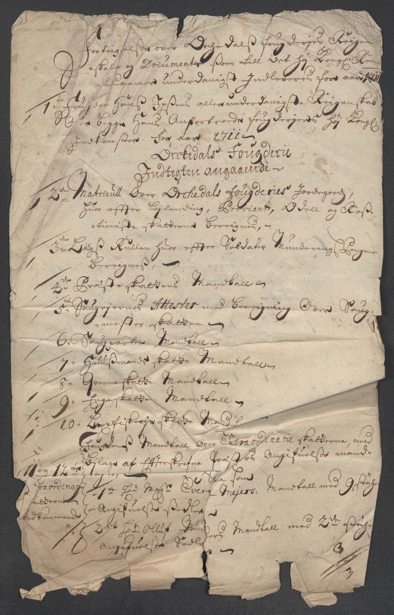 Rentekammeret inntil 1814, Reviderte regnskaper, Fogderegnskap, AV/RA-EA-4092/R60/L3962: Fogderegnskap Orkdal og Gauldal, 1711, p. 360