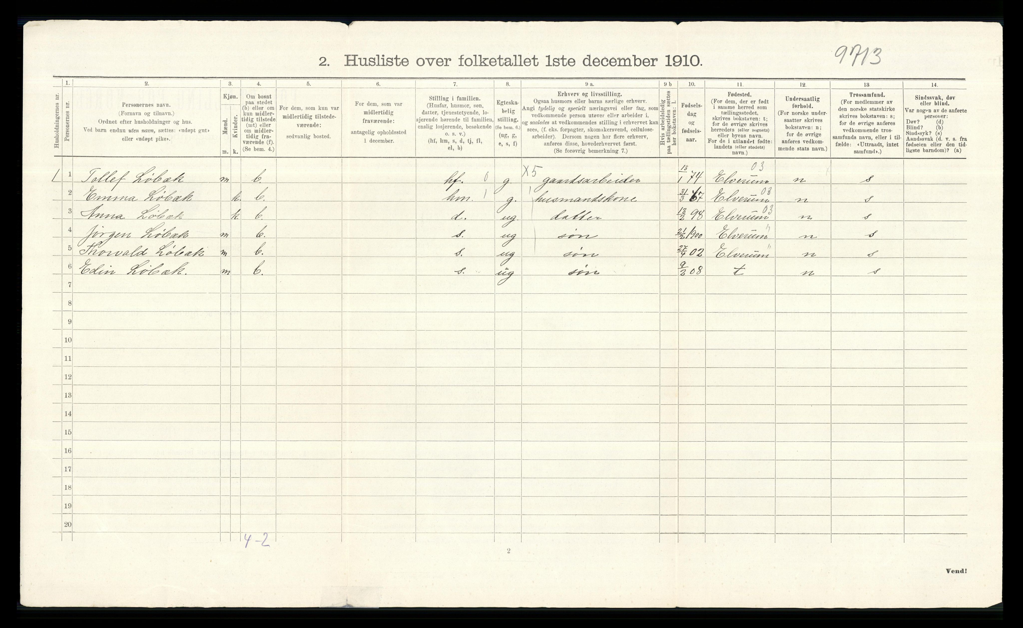 RA, 1910 census for Åmot, 1910, p. 52