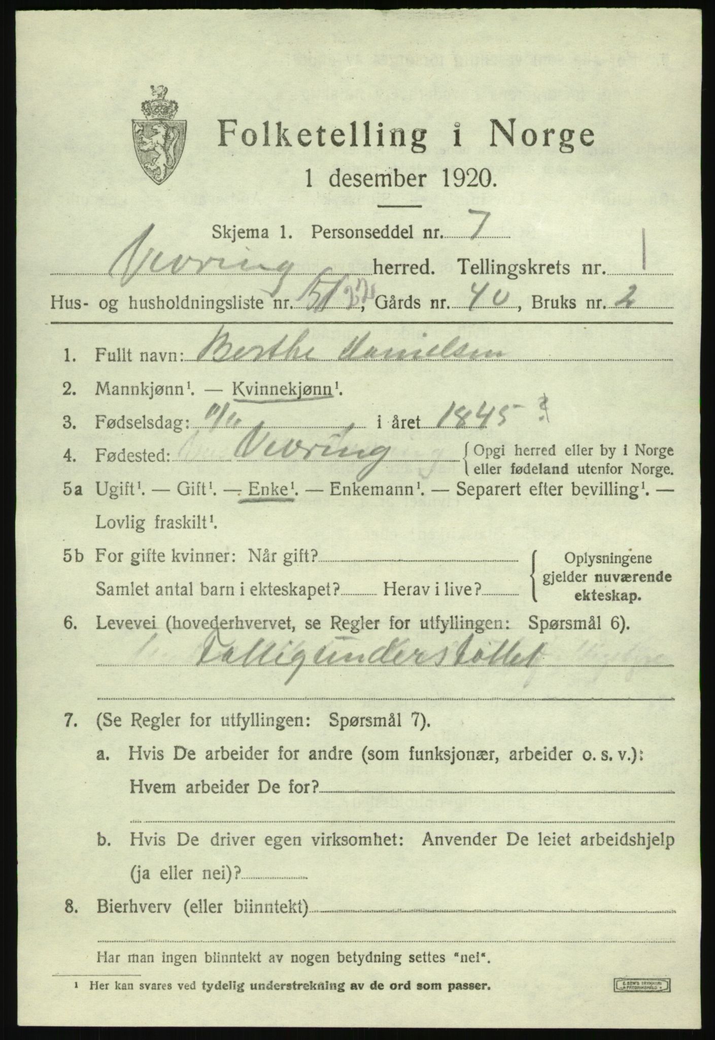 SAB, 1920 census for Vevring, 1920, p. 674