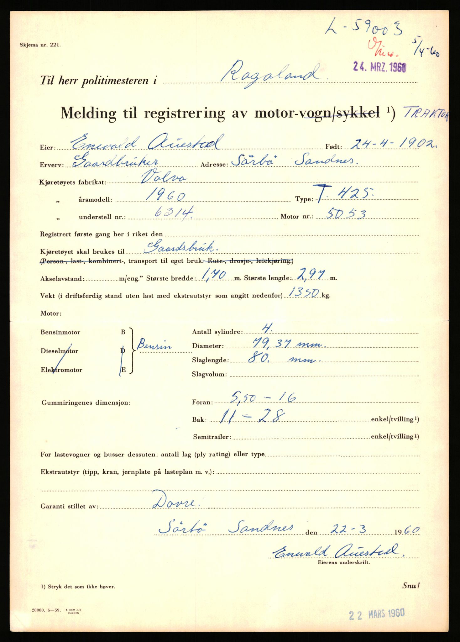 Stavanger trafikkstasjon, AV/SAST-A-101942/0/F/L0058: L-58000 - L-59999, 1930-1971, p. 707