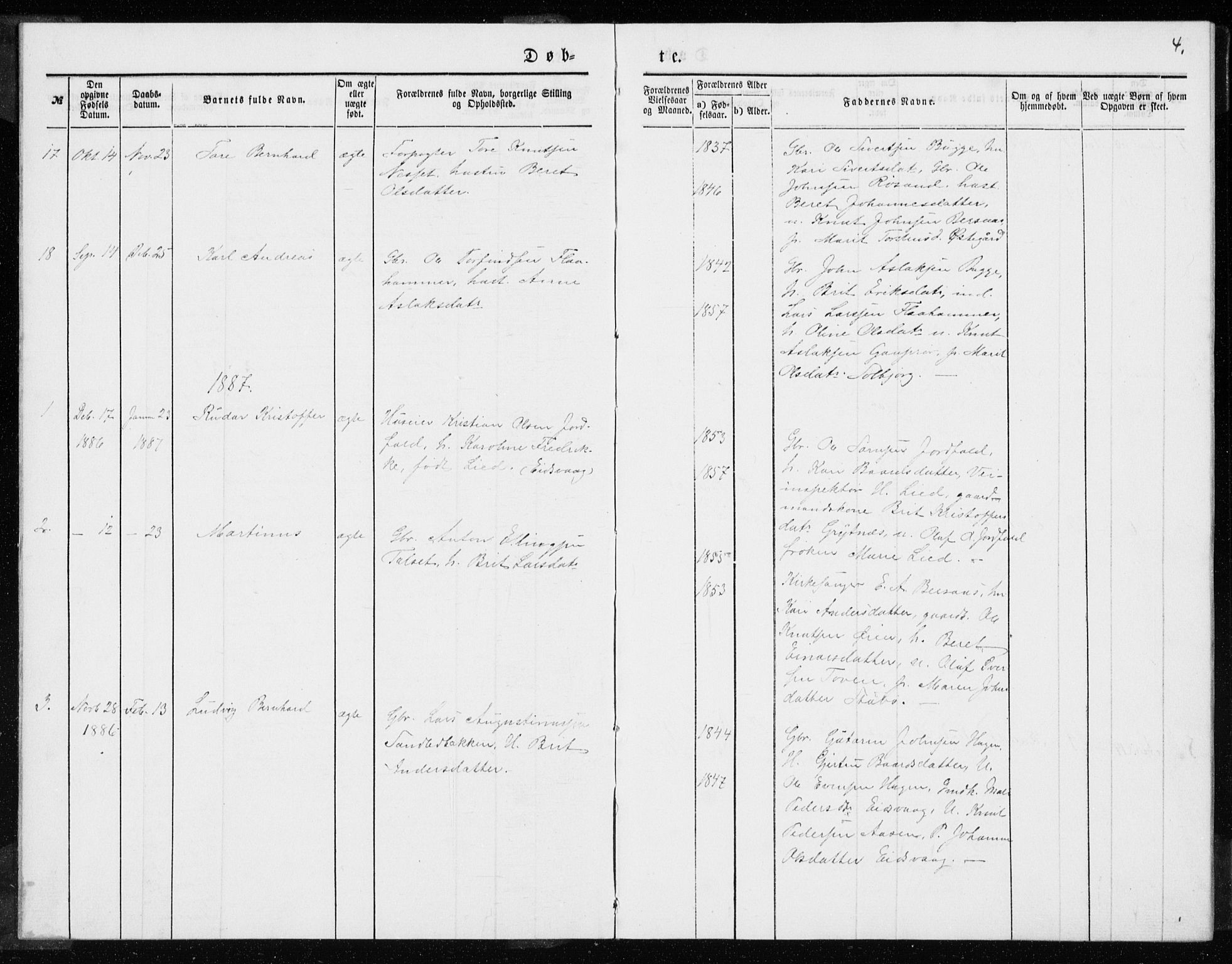 Ministerialprotokoller, klokkerbøker og fødselsregistre - Møre og Romsdal, SAT/A-1454/551/L0631: Parish register (copy) no. 551C03, 1886-1894, p. 4