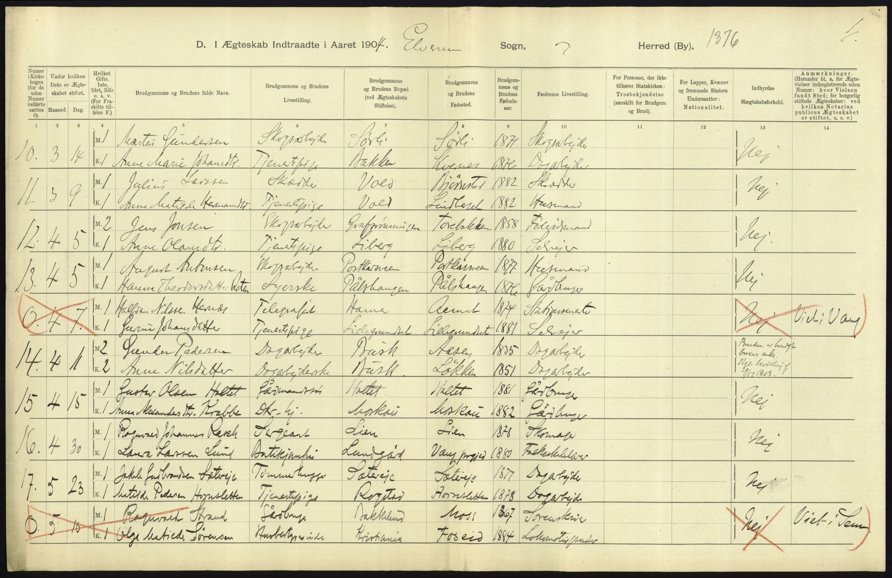 Statistisk sentralbyrå, Sosiodemografiske emner, Befolkning, AV/RA-S-2228/D/Df/Dfa/Dfab/L0005: Hedemarkens amt: Fødte, gifte, døde, 1904, p. 565