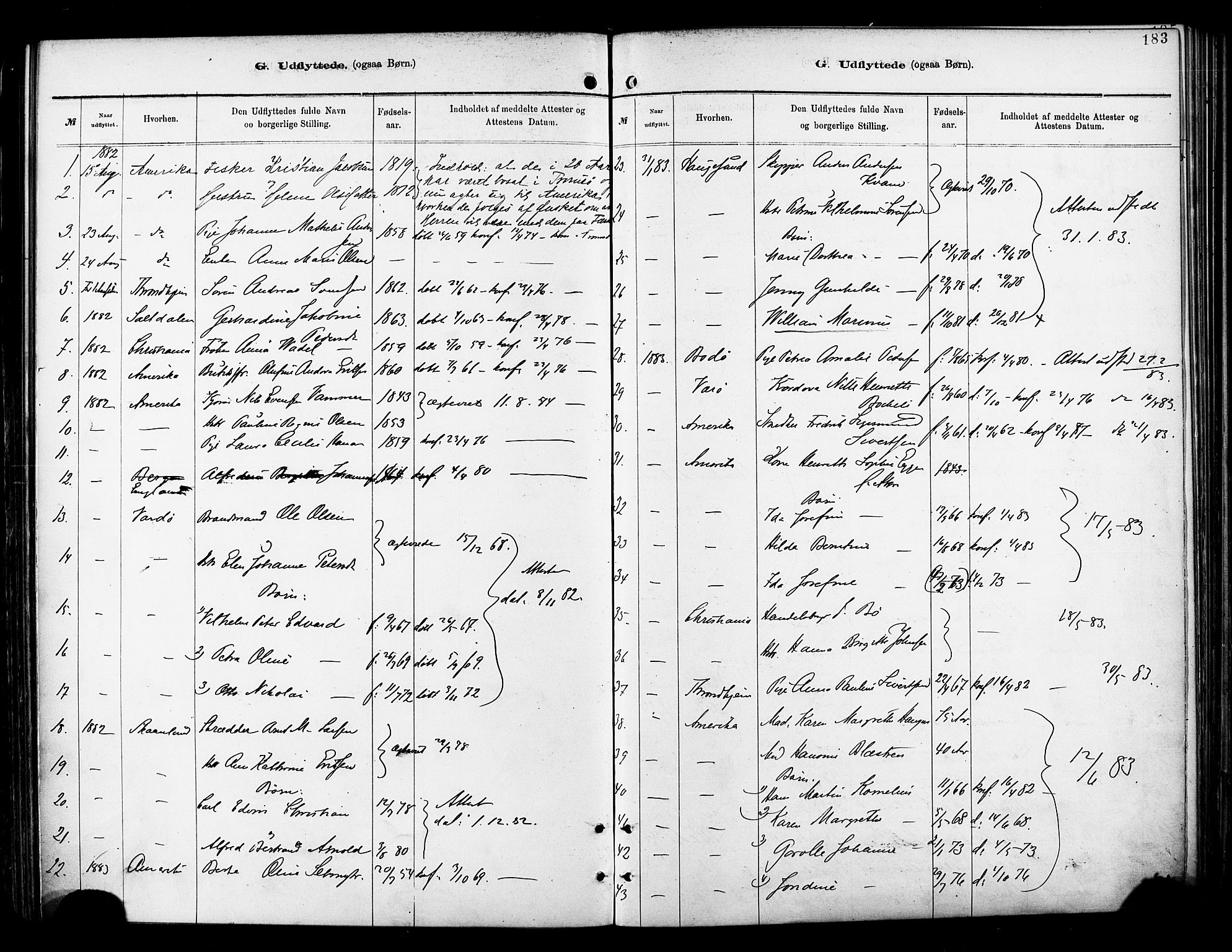 Tromsø sokneprestkontor/stiftsprosti/domprosti, SATØ/S-1343/G/Ga/L0014kirke: Parish register (official) no. 14, 1878-1888, p. 183