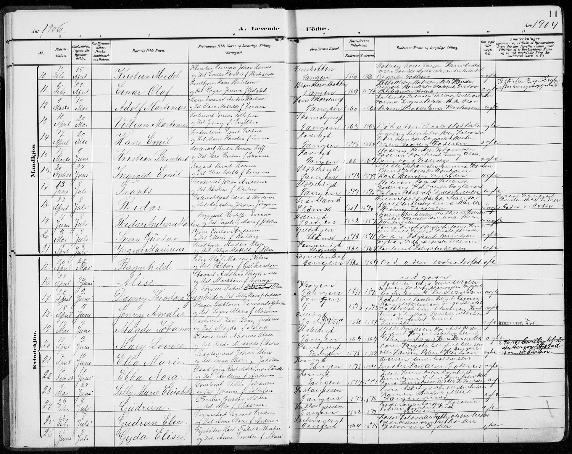 Strømsø kirkebøker, AV/SAKO-A-246/F/Fb/L0008: Parish register (official) no. II 8, 1902-1933, p. 11