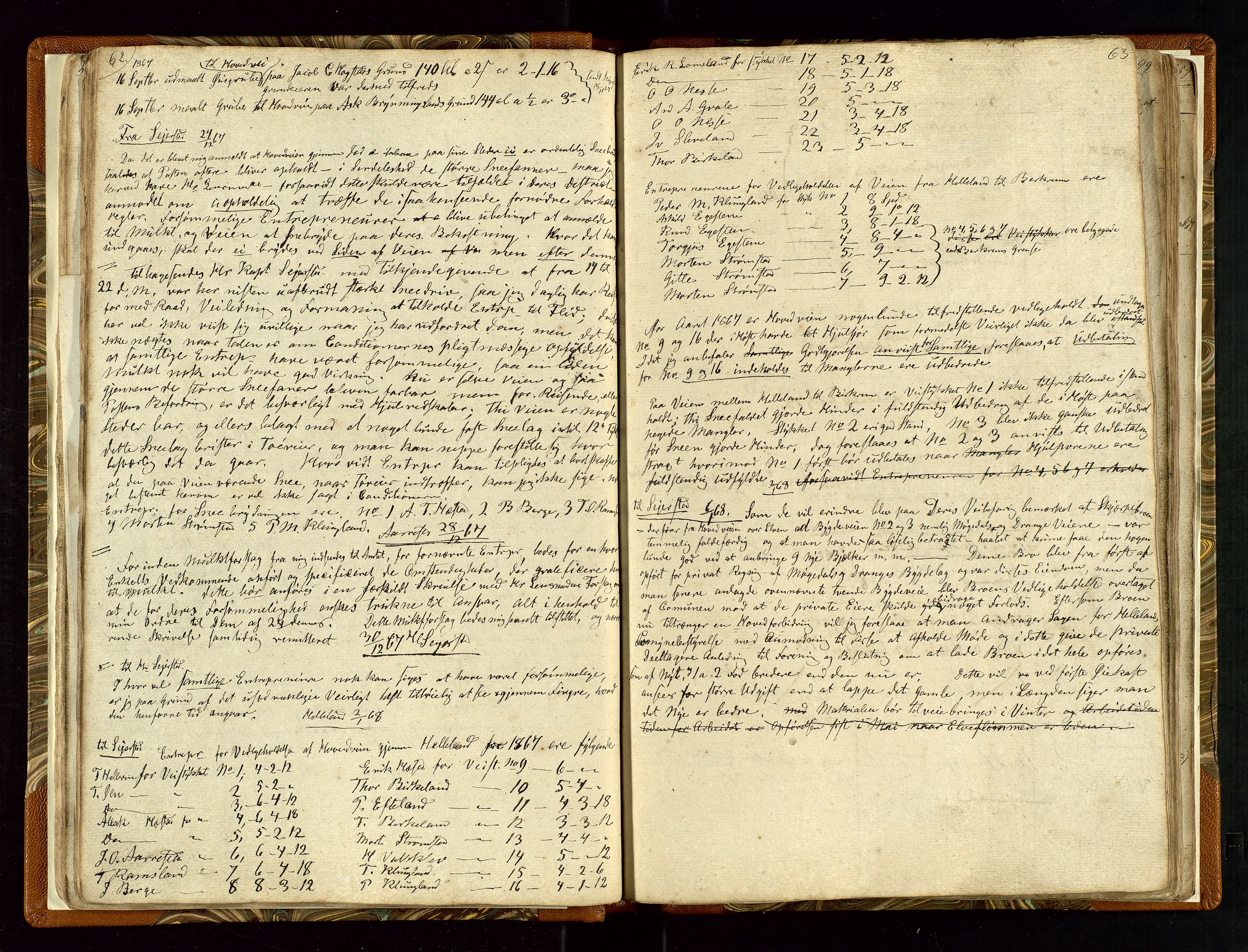 Helleland lensmannskontor, AV/SAST-A-100209/Ya/L0003: Diverseprotokoll, 1842-1960, p. 62-63