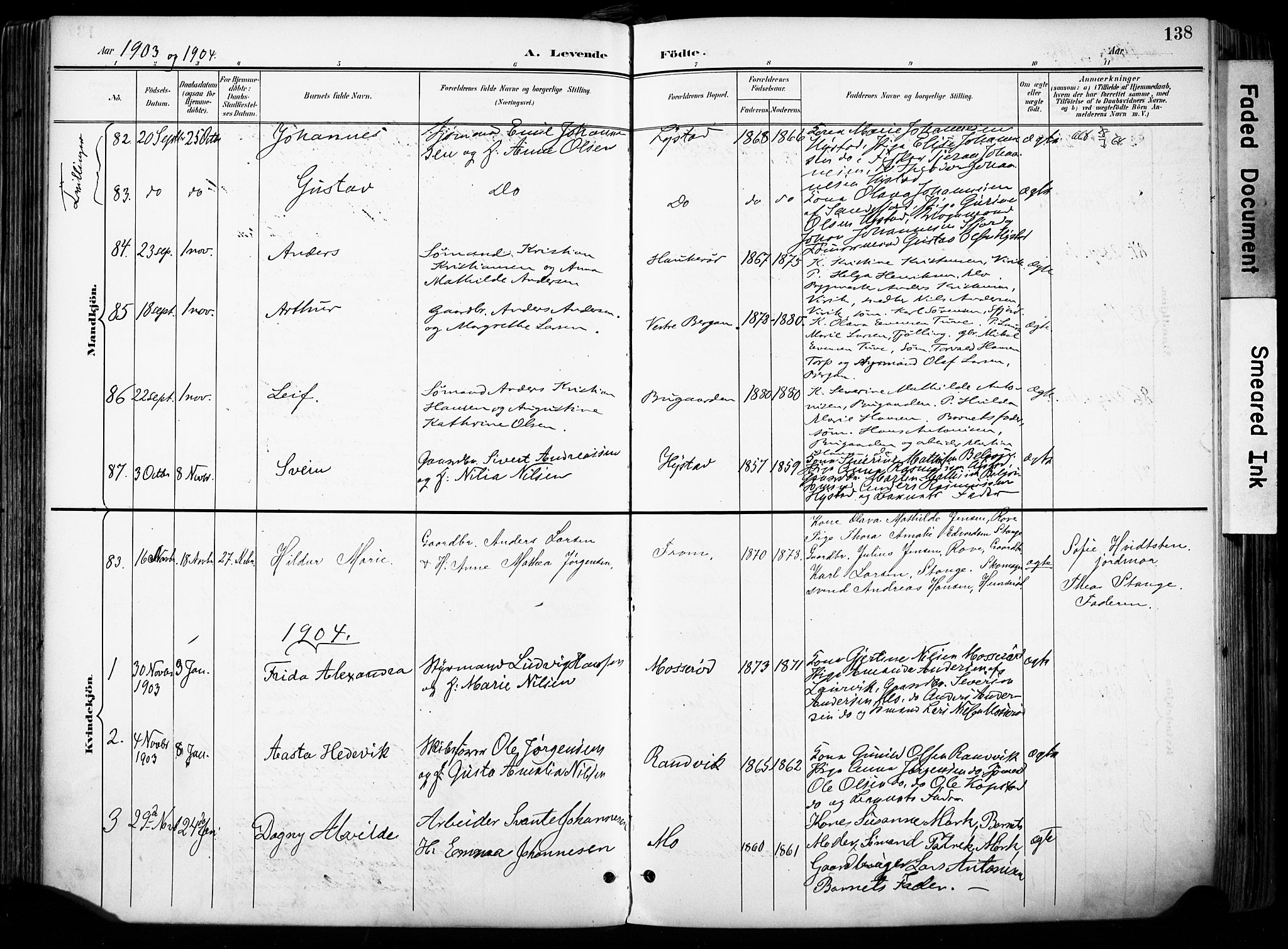 Sandar kirkebøker, SAKO/A-243/F/Fa/L0014: Parish register (official) no. 14, 1896-1909, p. 138