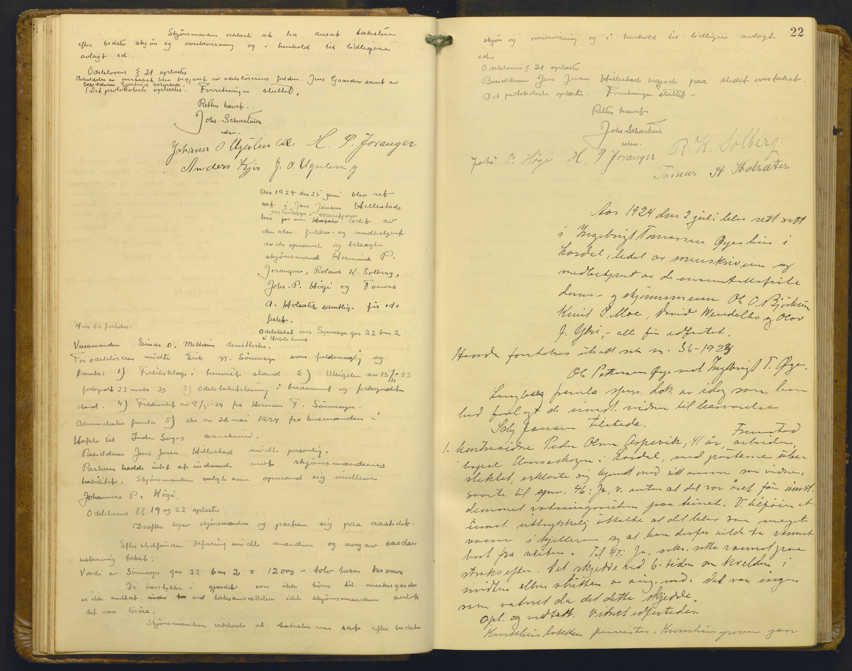 Indre Sogn tingrett, AV/SAB-A-3301/1/F/Fb/Fba/L0015: Sivile og offentlege saker, Bb 11, 1923-1928, p. 21b-22a
