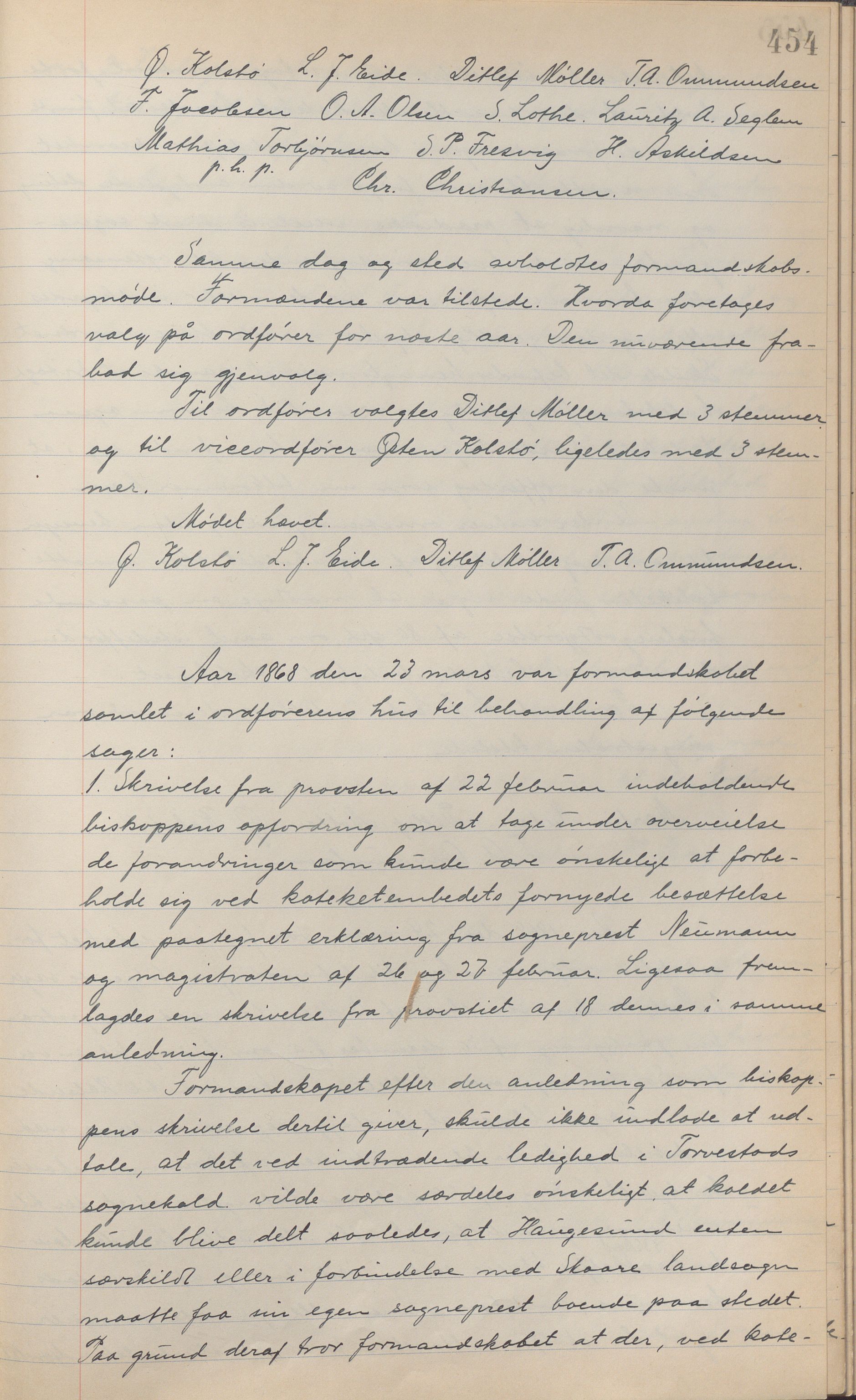 Haugesund kommune - Formannskapet, IKAR/X-0001/A/L0002: Transkribert møtebok, 1855-1874, p. 454