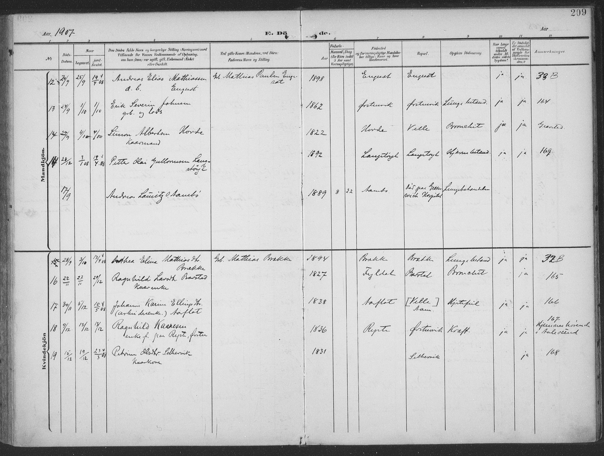 Ministerialprotokoller, klokkerbøker og fødselsregistre - Møre og Romsdal, SAT/A-1454/513/L0178: Parish register (official) no. 513A05, 1906-1919, p. 209