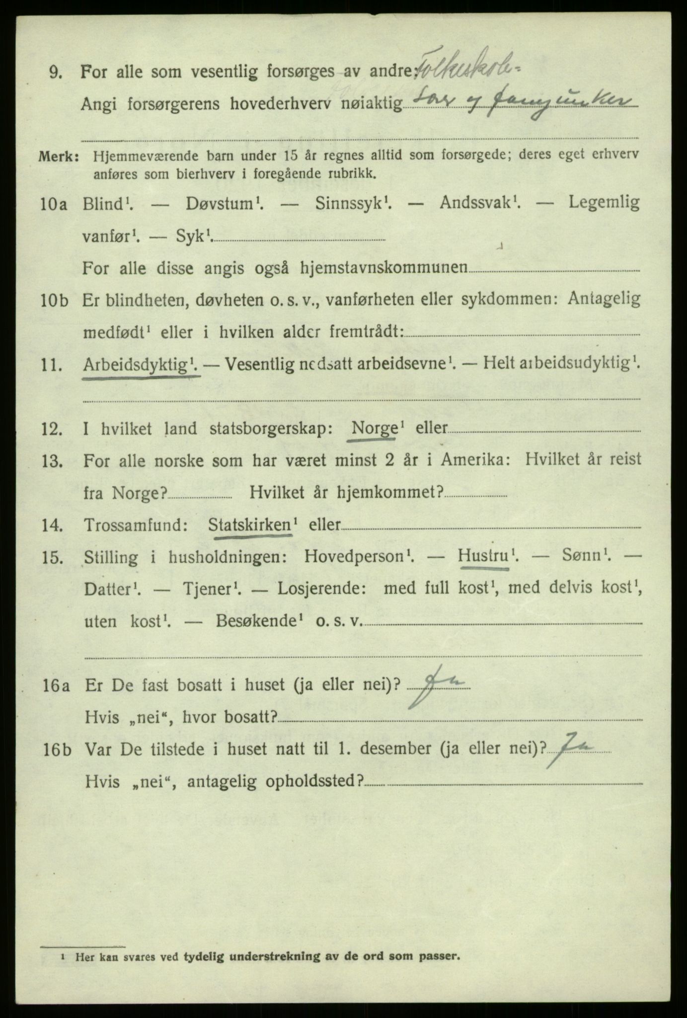 SAB, 1920 census for Lærdal, 1920, p. 1245