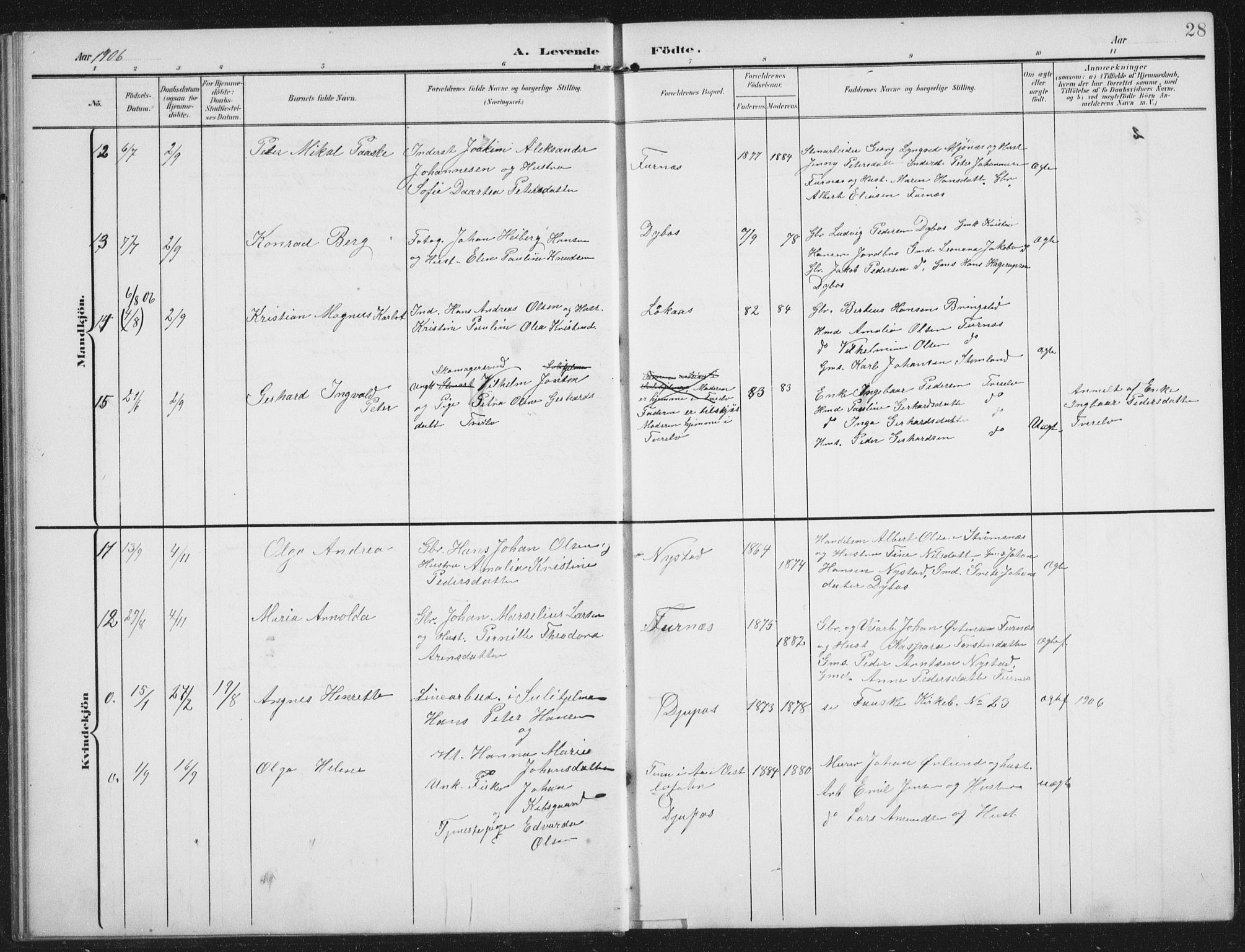 Ministerialprotokoller, klokkerbøker og fødselsregistre - Nordland, AV/SAT-A-1459/851/L0726: Parish register (copy) no. 851C01, 1902-1924, p. 28