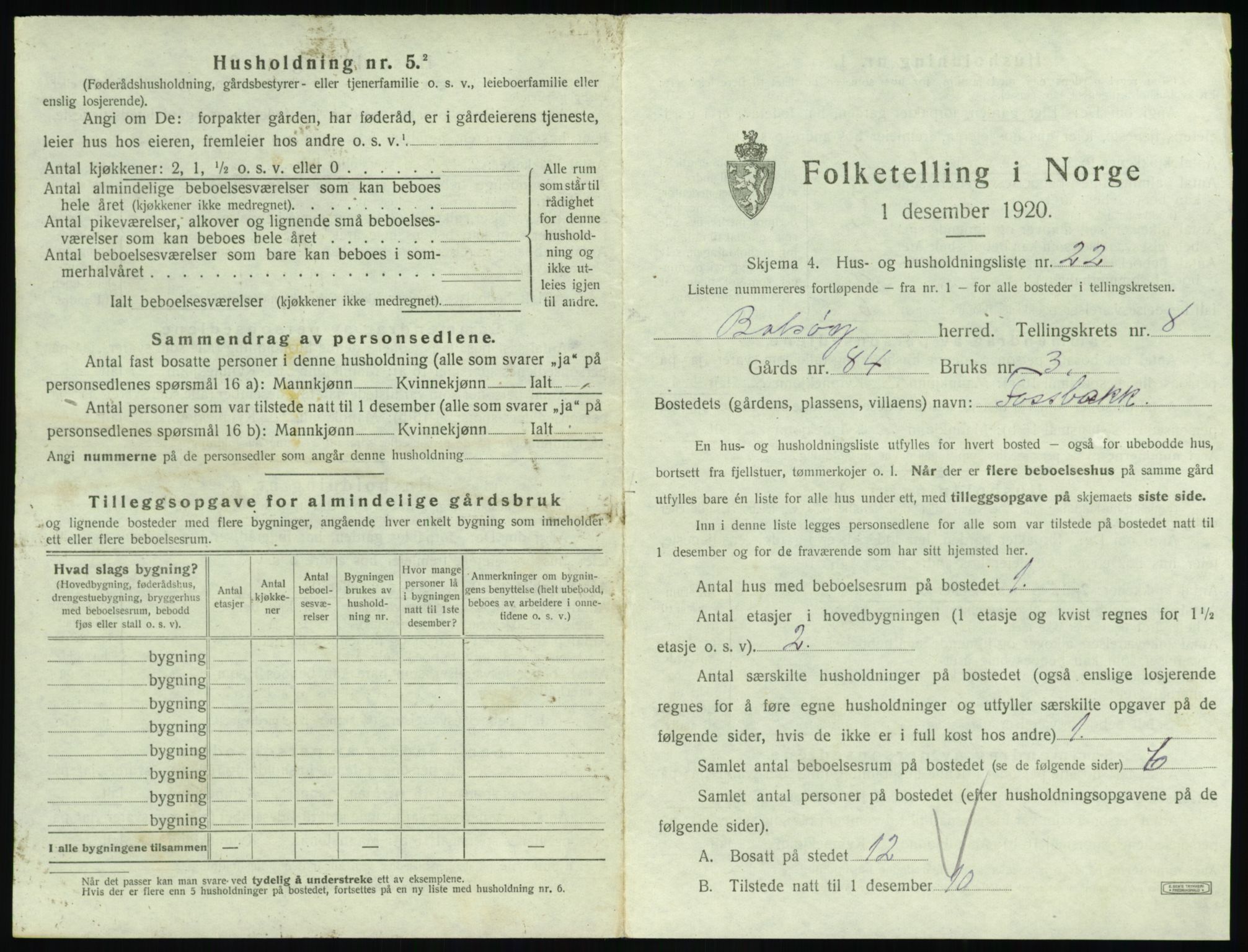 SAT, 1920 census for Bolsøy, 1920, p. 1337