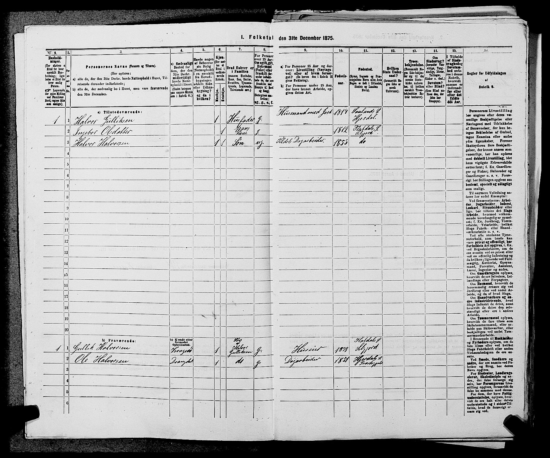 SAKO, 1875 census for 0828P Seljord, 1875, p. 1020