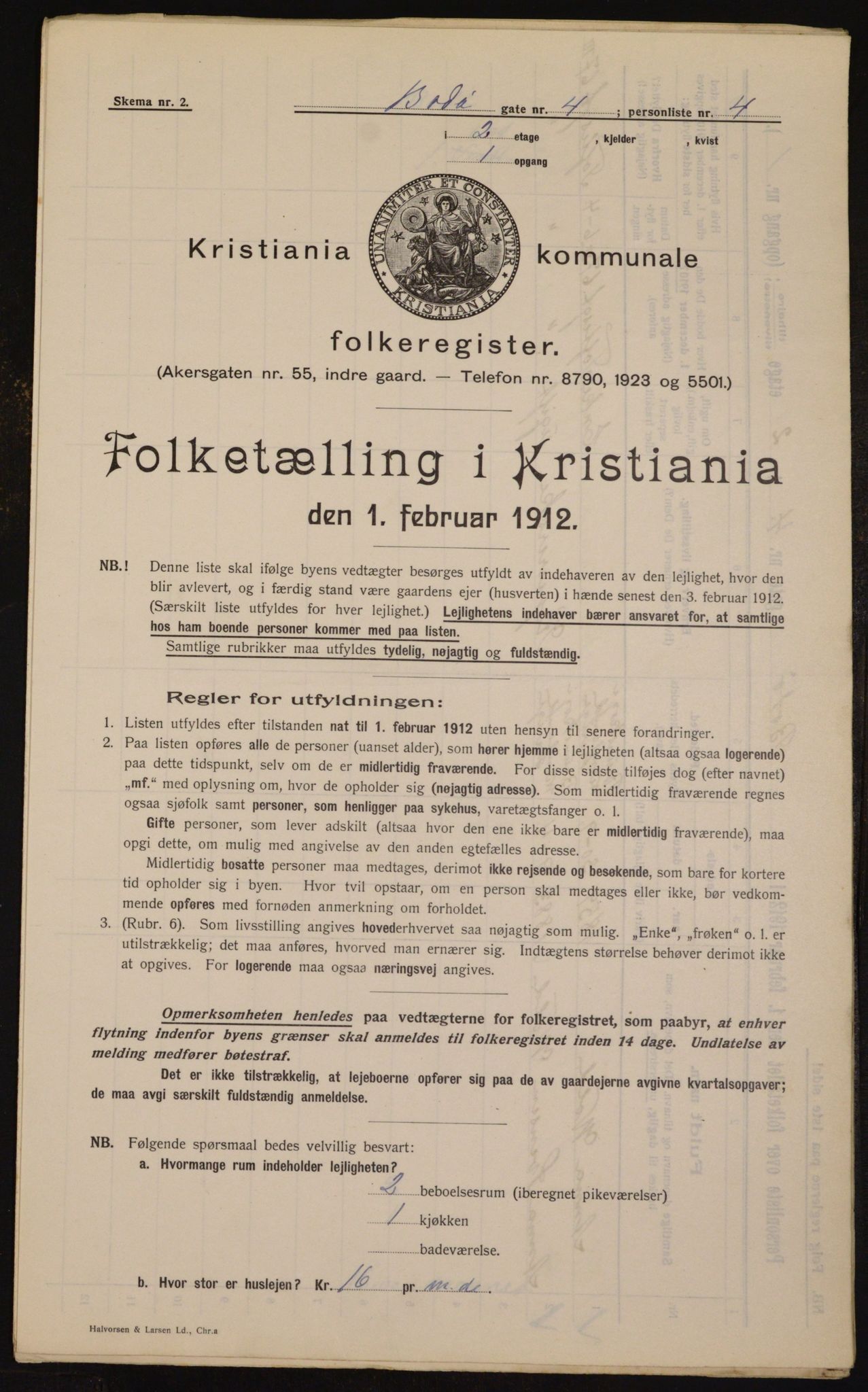 OBA, Municipal Census 1912 for Kristiania, 1912, p. 6580