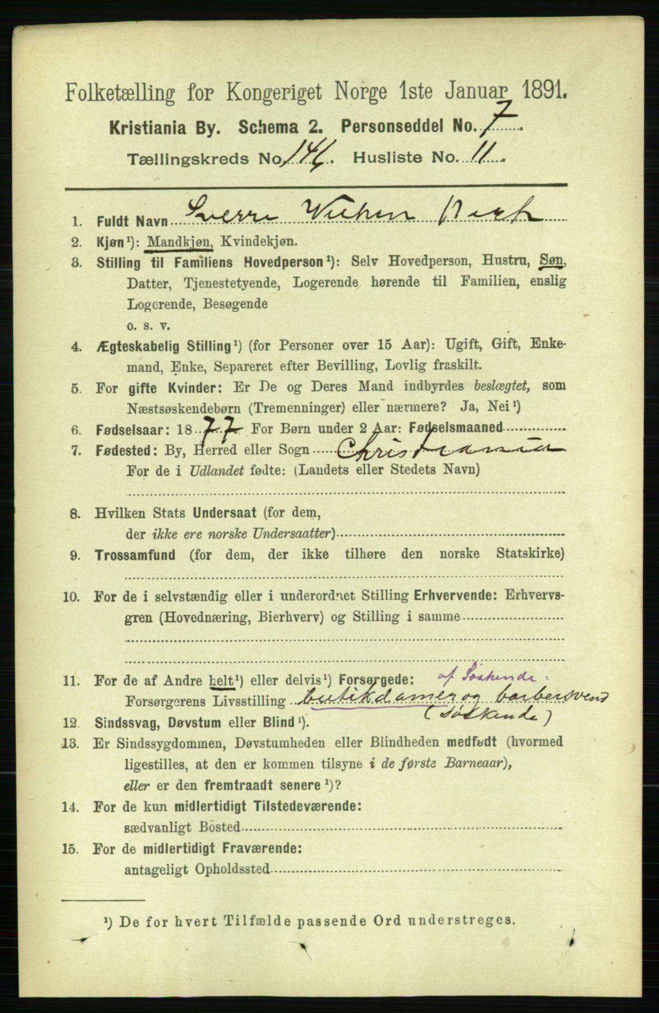 RA, 1891 census for 0301 Kristiania, 1891, p. 81326