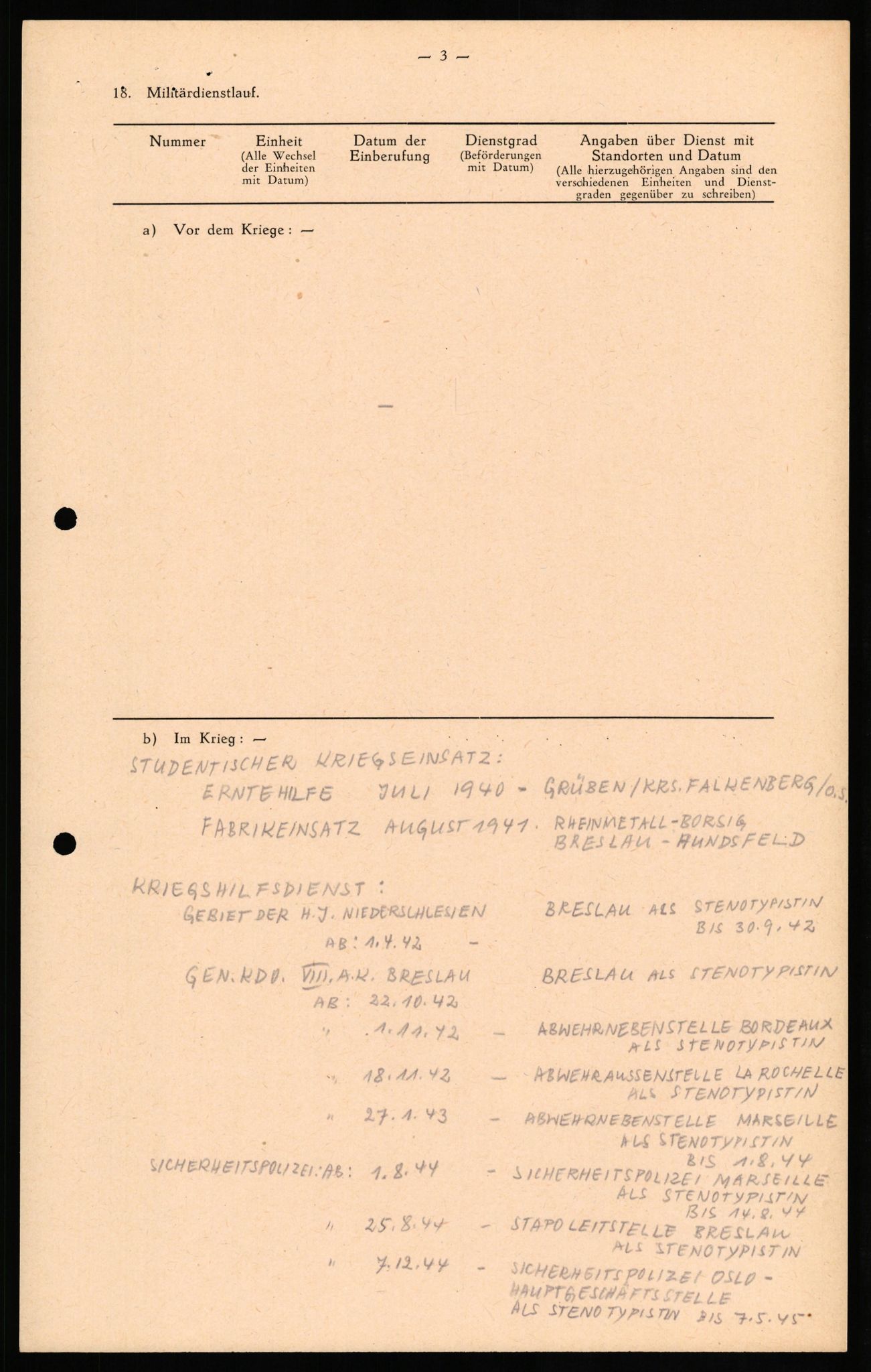 Forsvaret, Forsvarets overkommando II, AV/RA-RAFA-3915/D/Db/L0020: CI Questionaires. Tyske okkupasjonsstyrker i Norge. Tyskere., 1945-1946, p. 101