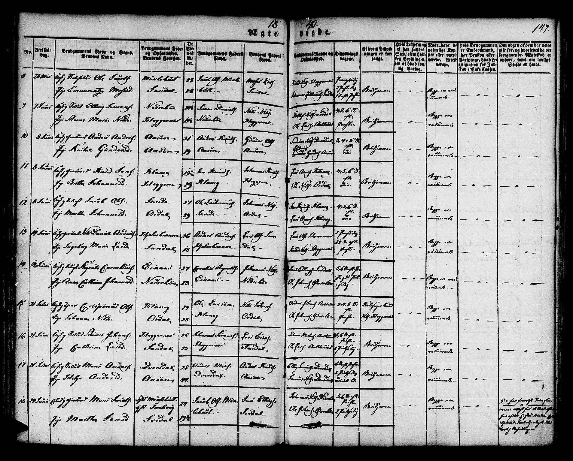 Jølster sokneprestembete, SAB/A-80701/H/Haa/Haaa/L0009: Parish register (official) no. A 9, 1833-1848, p. 147