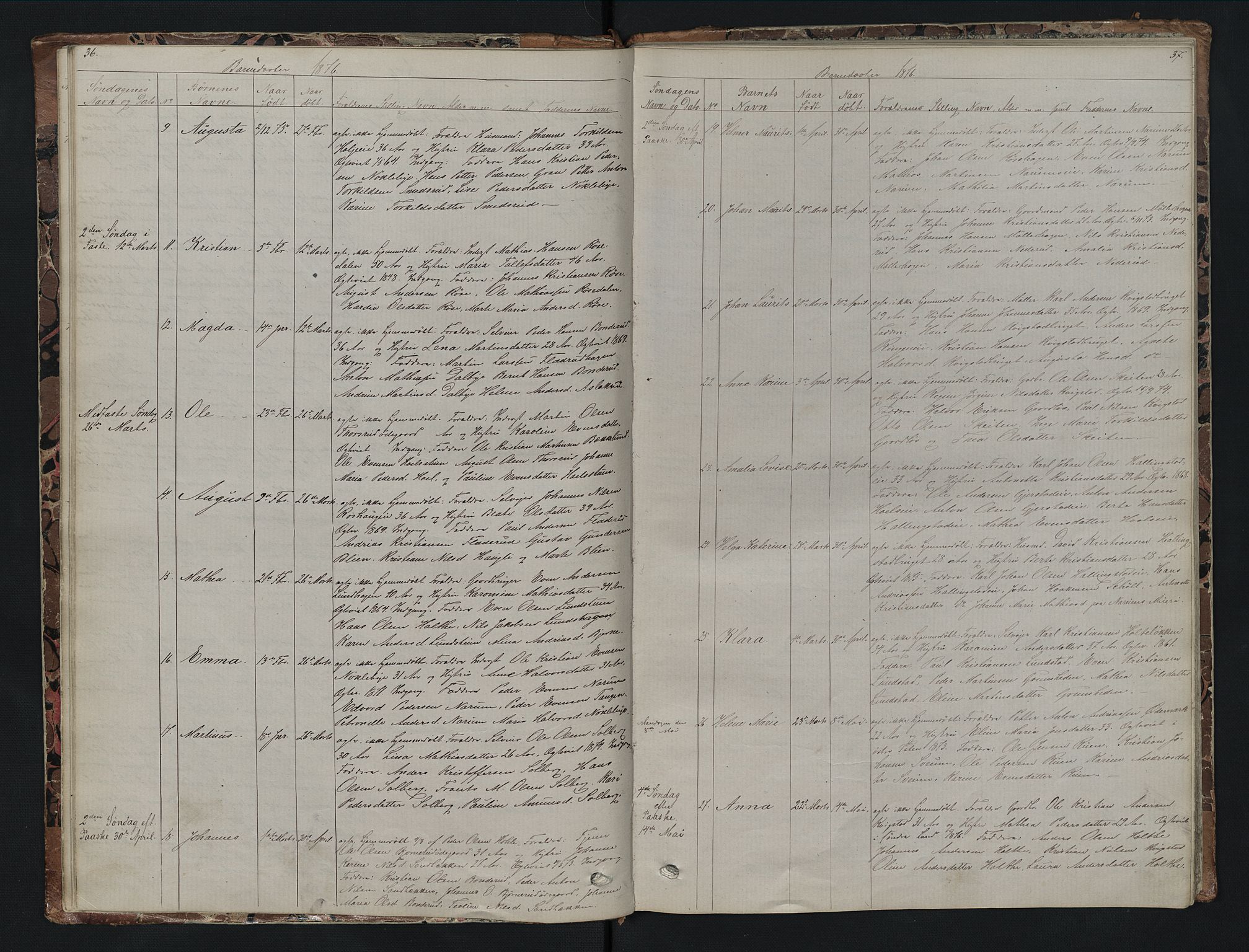 Vestre Toten prestekontor, AV/SAH-PREST-108/H/Ha/Hab/L0007: Parish register (copy) no. 7, 1872-1900, p. 36-37